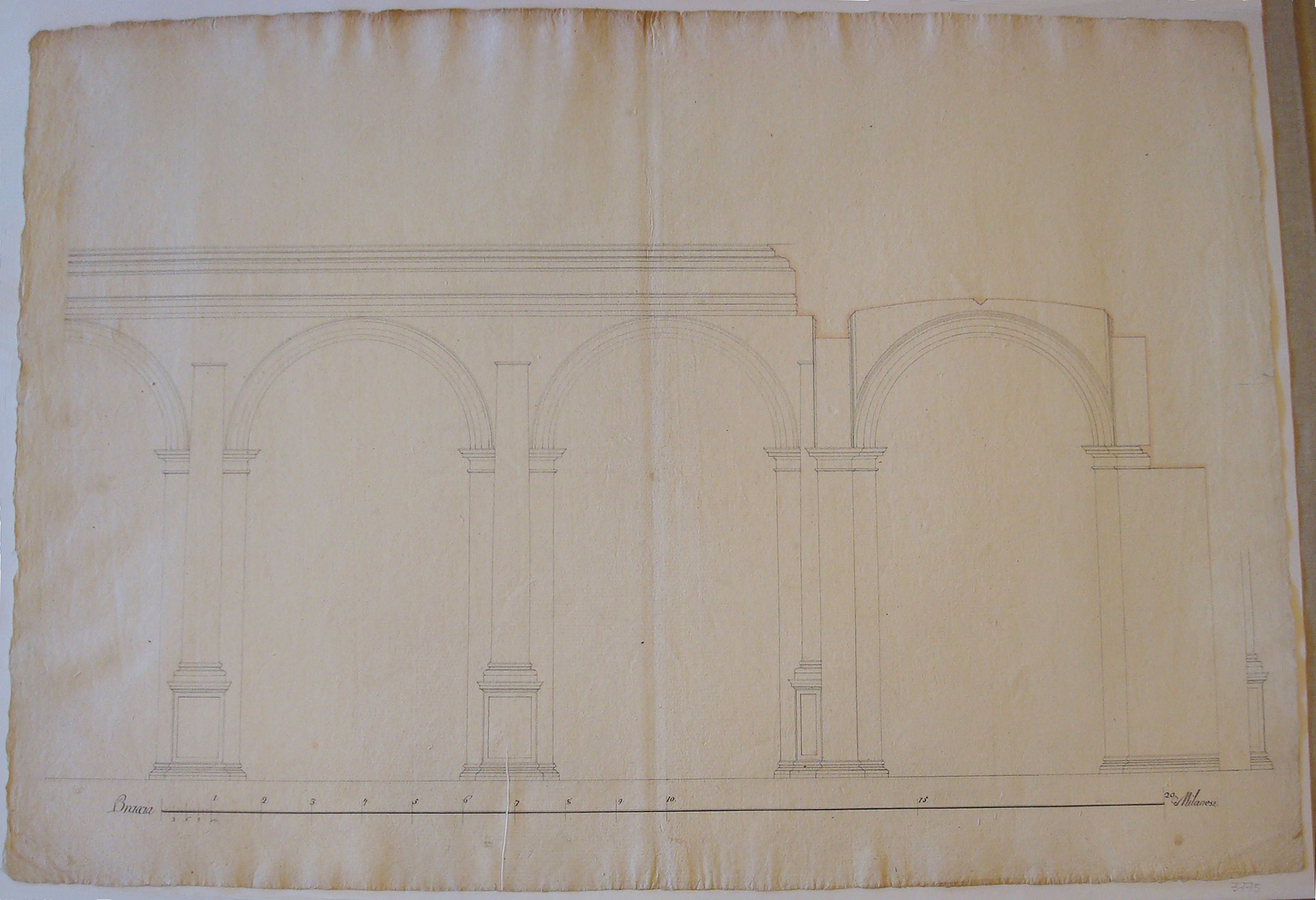 Progetto architettonico: sezione di portico (disegno architettonico) di Cagnola Luigi (secc. XVIII/XIX)