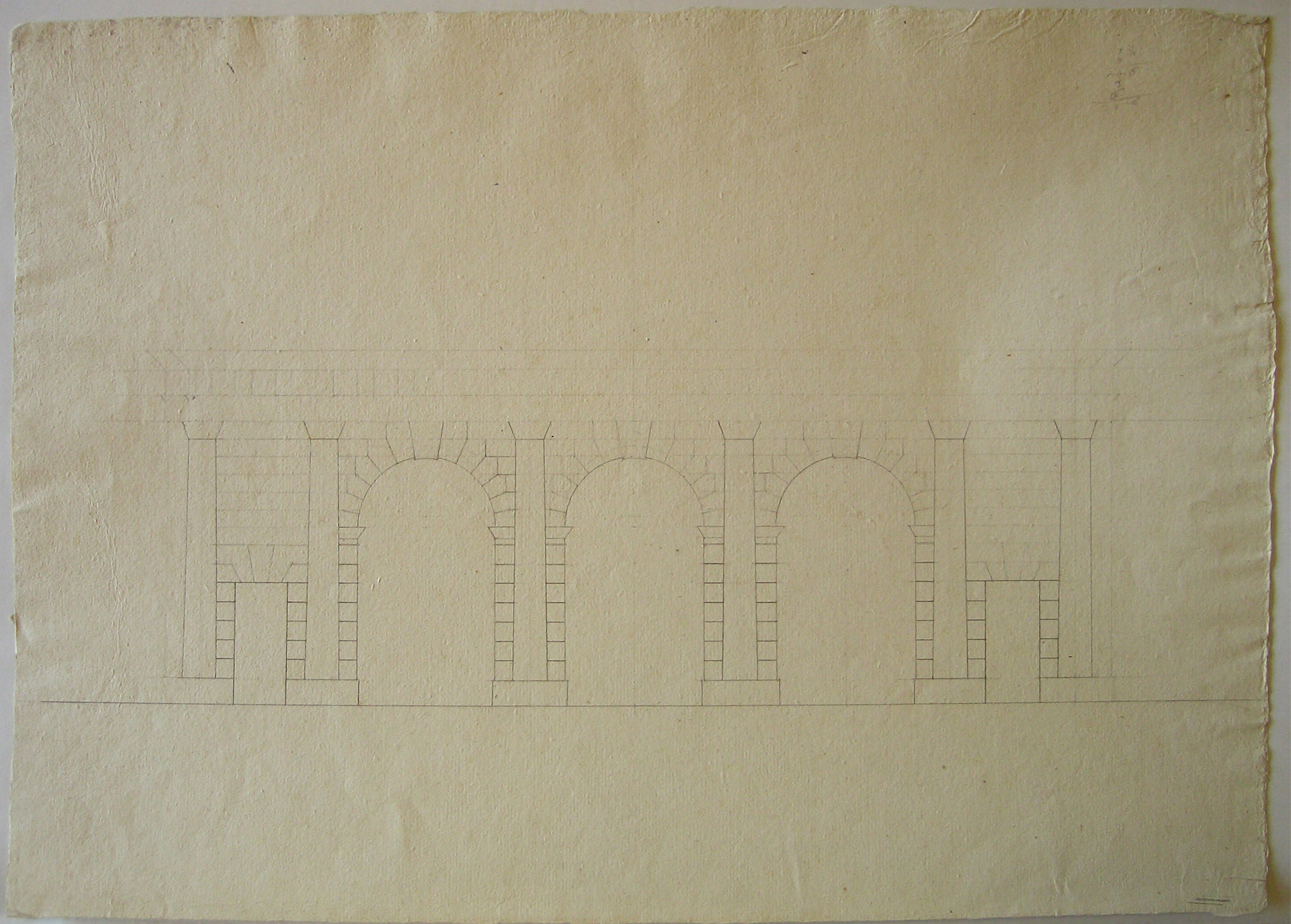 Progetto architettonico: Burgthor a Vienna. Prospetto della facciata verso l'Hofburg (disegno architettonico) di Cagnola Luigi (sec. XIX)
