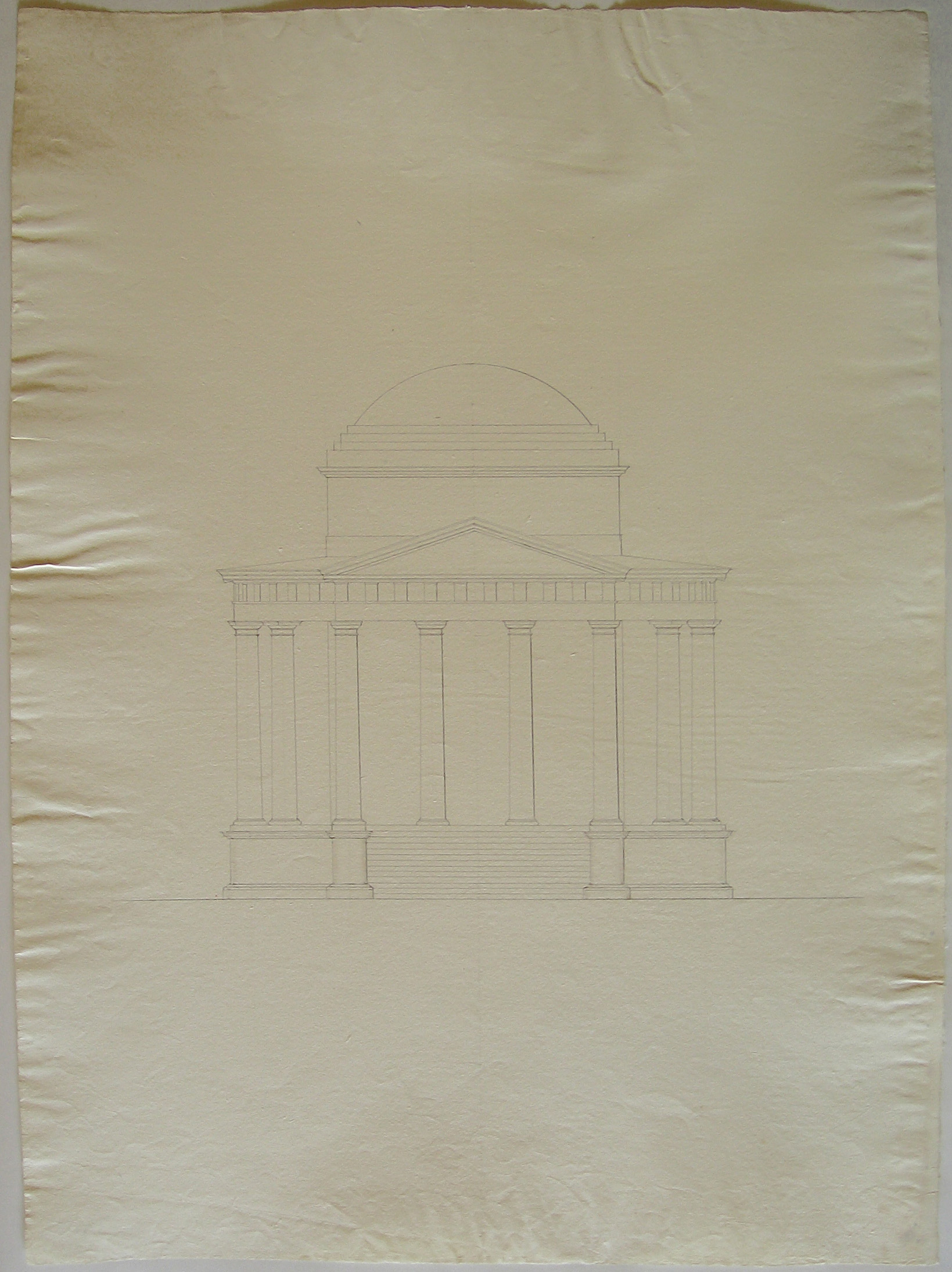 Progetto architettonico: Tempietto in Villa Gallarati Scotti a Oreno. Prospetto del fronte (disegno architettonico) di Cagnola Luigi (sec. XIX)