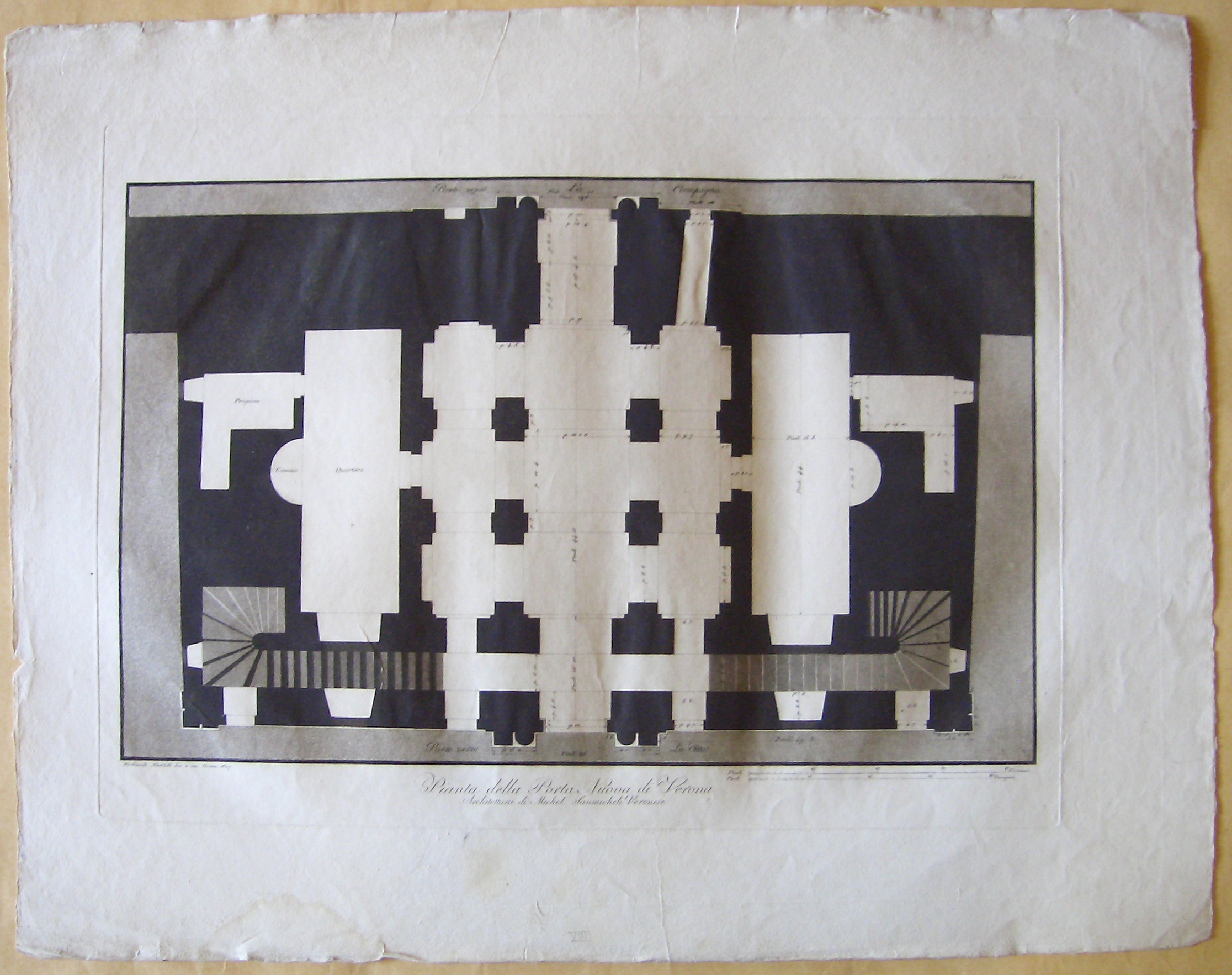 Pianta della Porta Nuova di Verona, progetto architettonico: pianta di Porta Nuova a Verona (stampa) di Albertolli Ferdinando (sec. XIX)