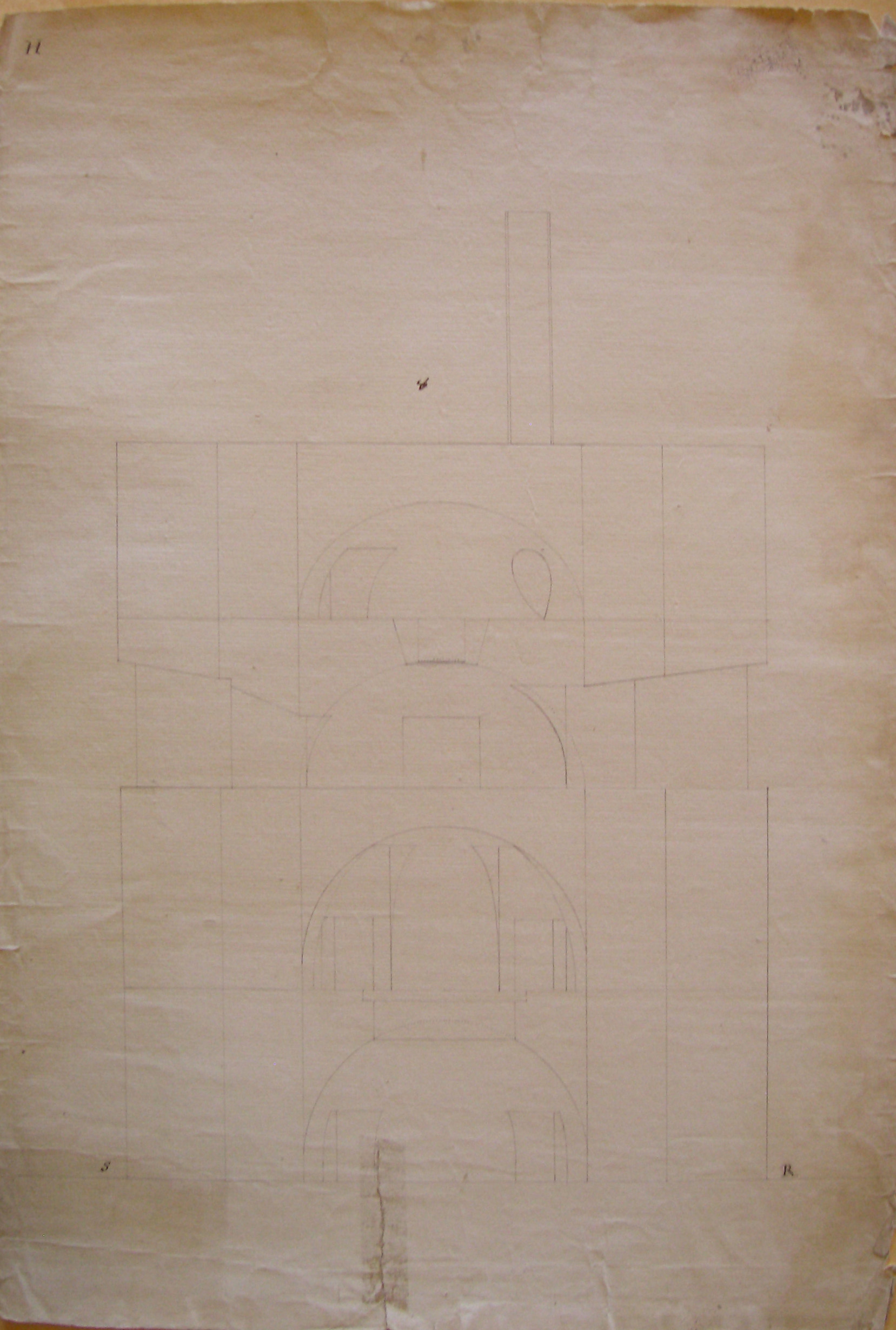 Progetto architettonico: Prospetto di edificio - Prospetto (disegno architettonico, opera isolata) di Cagnola Luigi (attribuito) (sec. XIX)