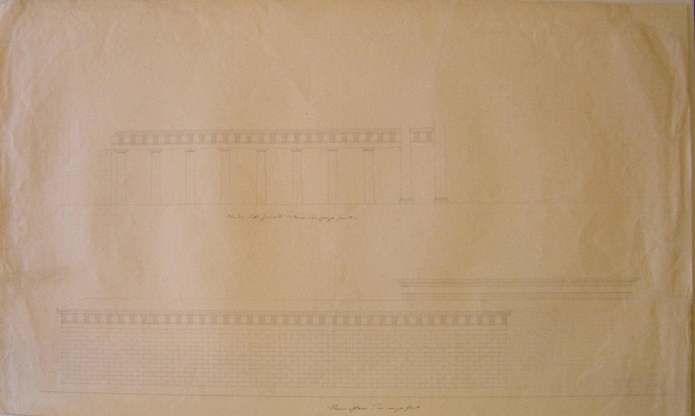 Studio dello spaccato interno d'un Campo Santo, Progetto architettonico: prospetto e sezione di un cimitero (disegno architettonico) di Cagnola Luigi (attribuito) (secc. XVIII/XIX)