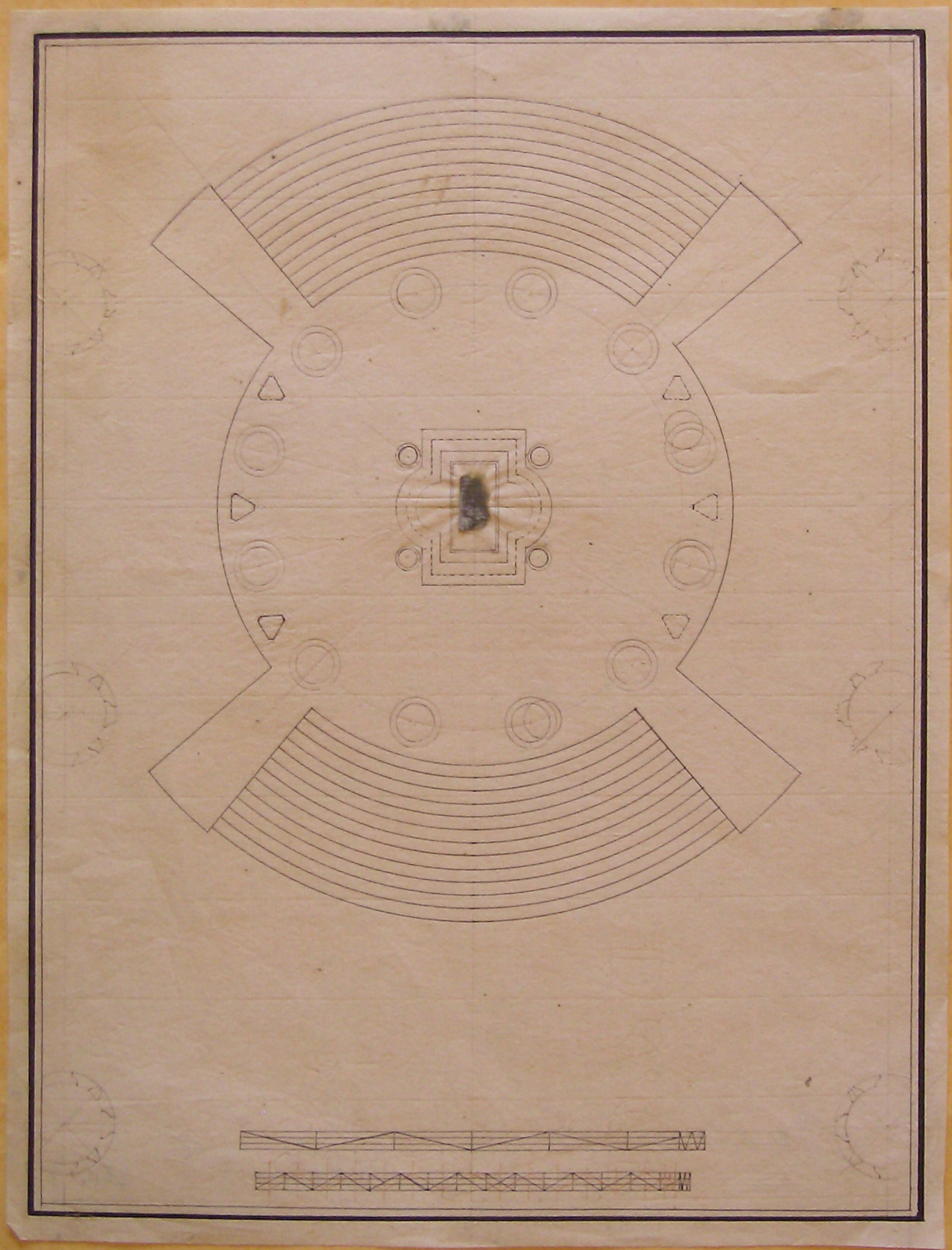 Progetto architettonico: Catafalco di Monsignor Visconti a Milano - Pianta (disegno architettonico, opera isolata) di Cagnola Luigi (attribuito) (sec. XIX)