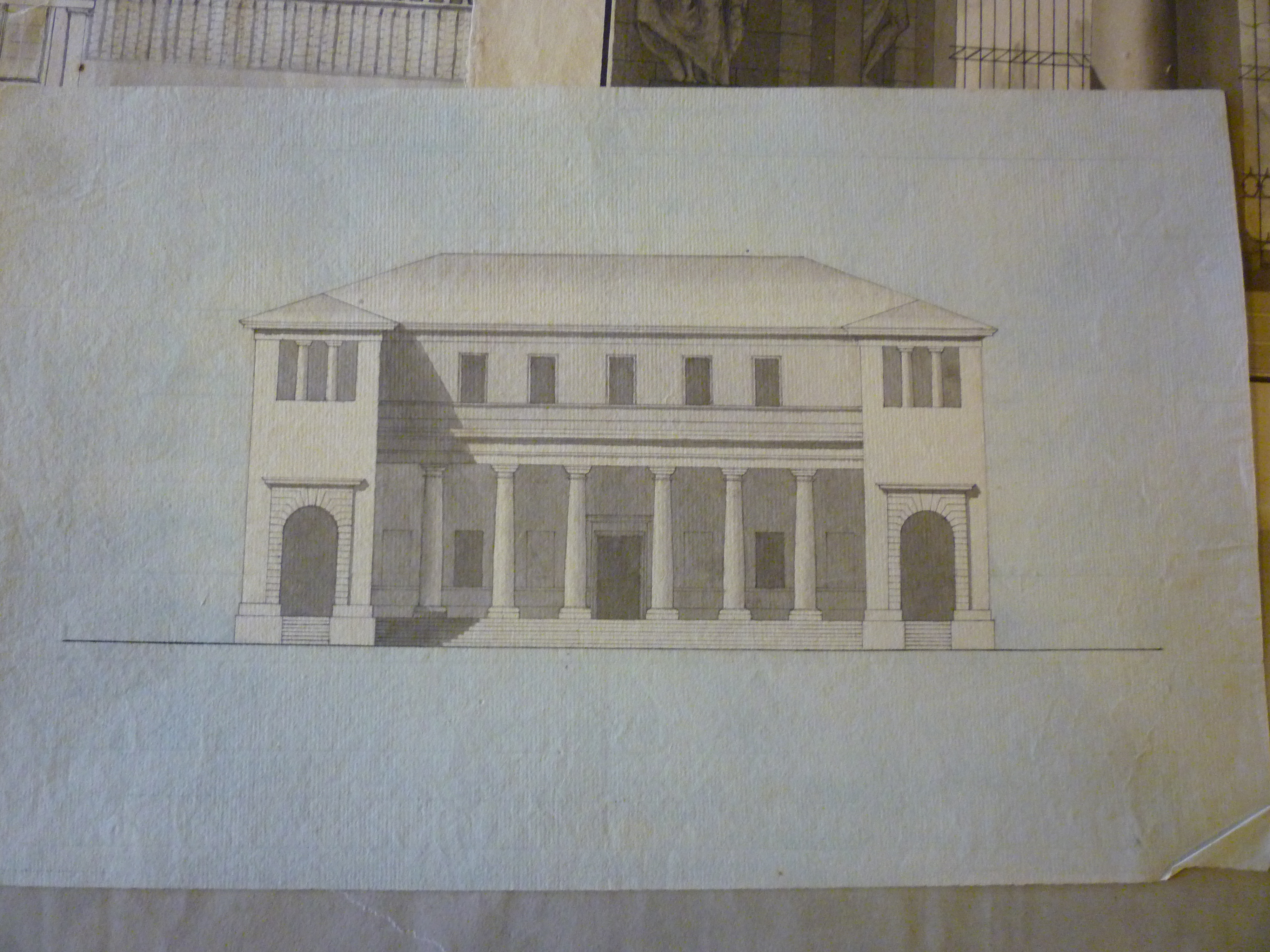 Progetto architettonico: Edificio a due piani - Prospetto (disegno architettonico, opera isolata) di Cagnola Luigi (attribuito) (sec. XIX)