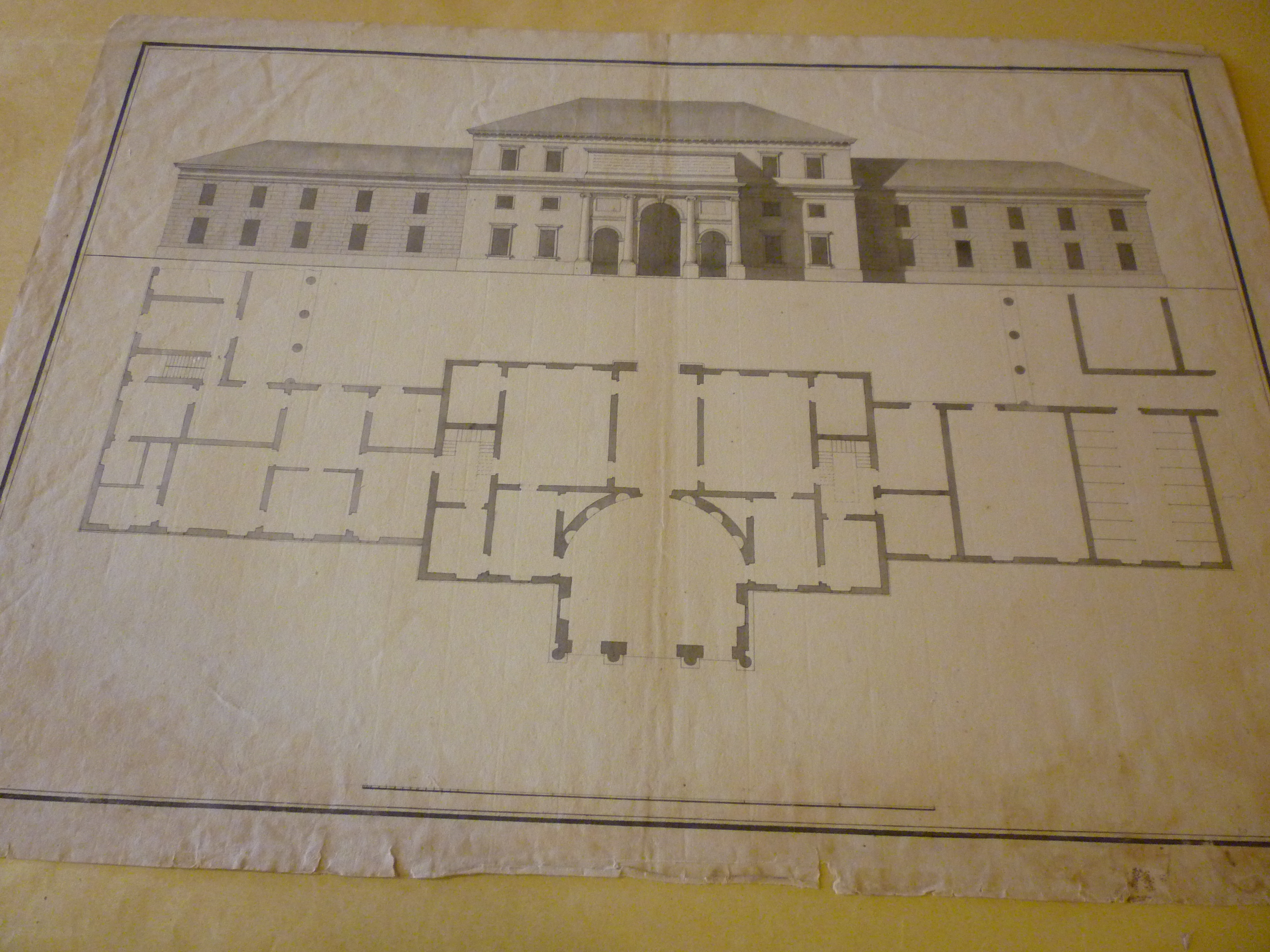Progetto architettonico: Casino di campagna - Pianta e Prospetto (disegno architettonico, opera isolata) di Cagnola Luigi (attribuito) (sec. XIX)