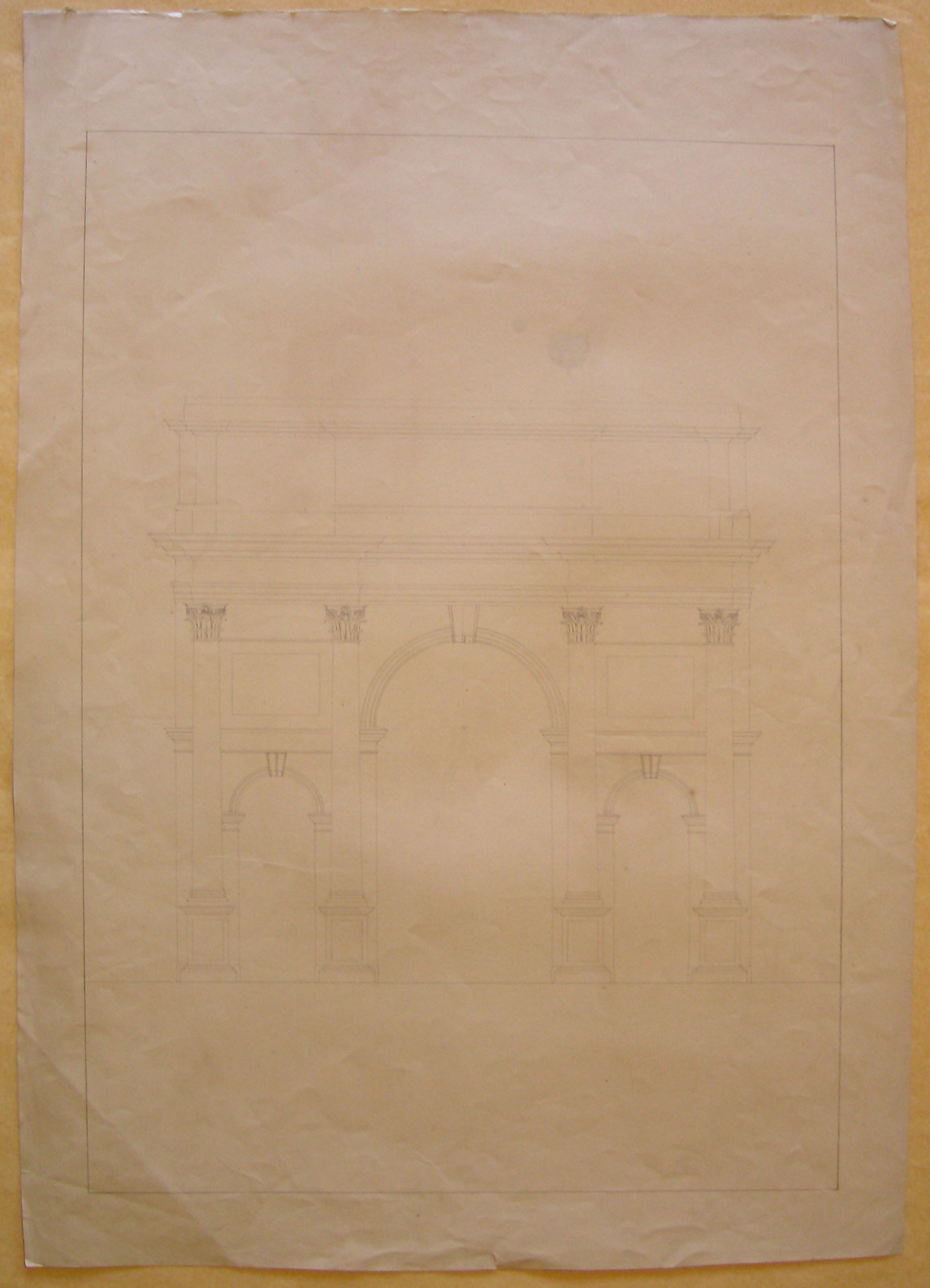 Milano. Progetto per l'arco della Pace. Prospetto del fronte (disegno architettonico, opera isolata) di Cagnola Luigi (attribuito) (inizio sec. XIX)