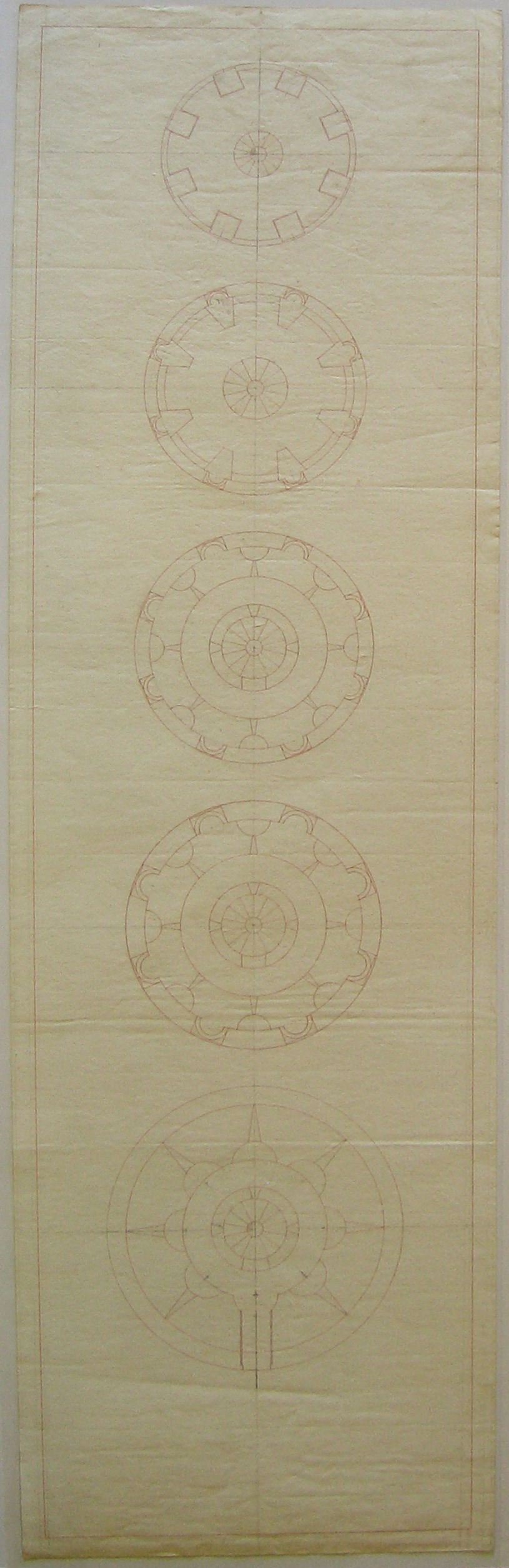 Progetto architettonico: studio per una torre campanaria a Urgnano. Piante (disegno architettonico) di Cagnola Luigi (sec. XIX)