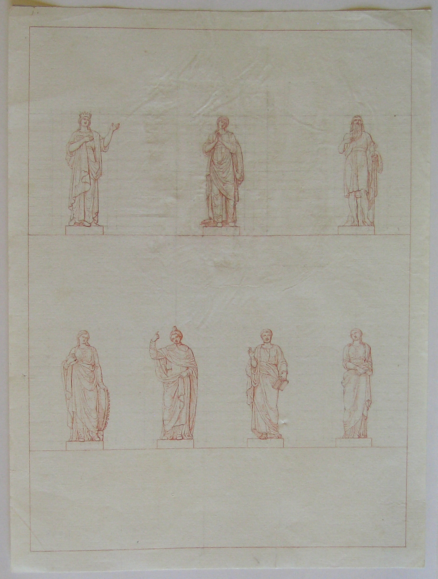 Progetto architettonico: studio per una torre campanaria a Urgnano. Statue (disegno architettonico) di Cagnola Luigi (sec. XIX)