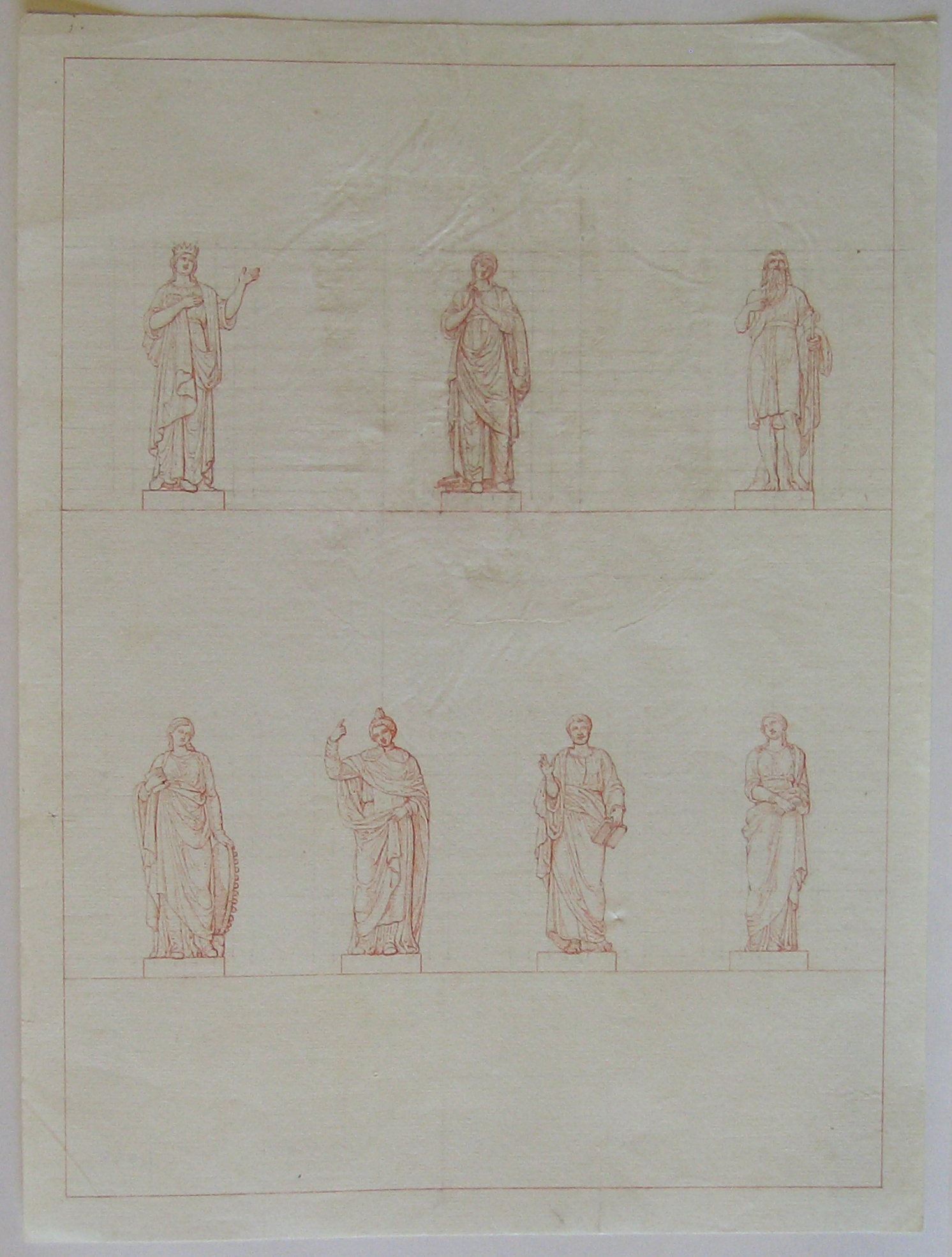 Progetto architettonico: studio per una torre campanaria a Urgnano. Statue (disegno architettonico) di Cagnola Luigi (sec. XIX)