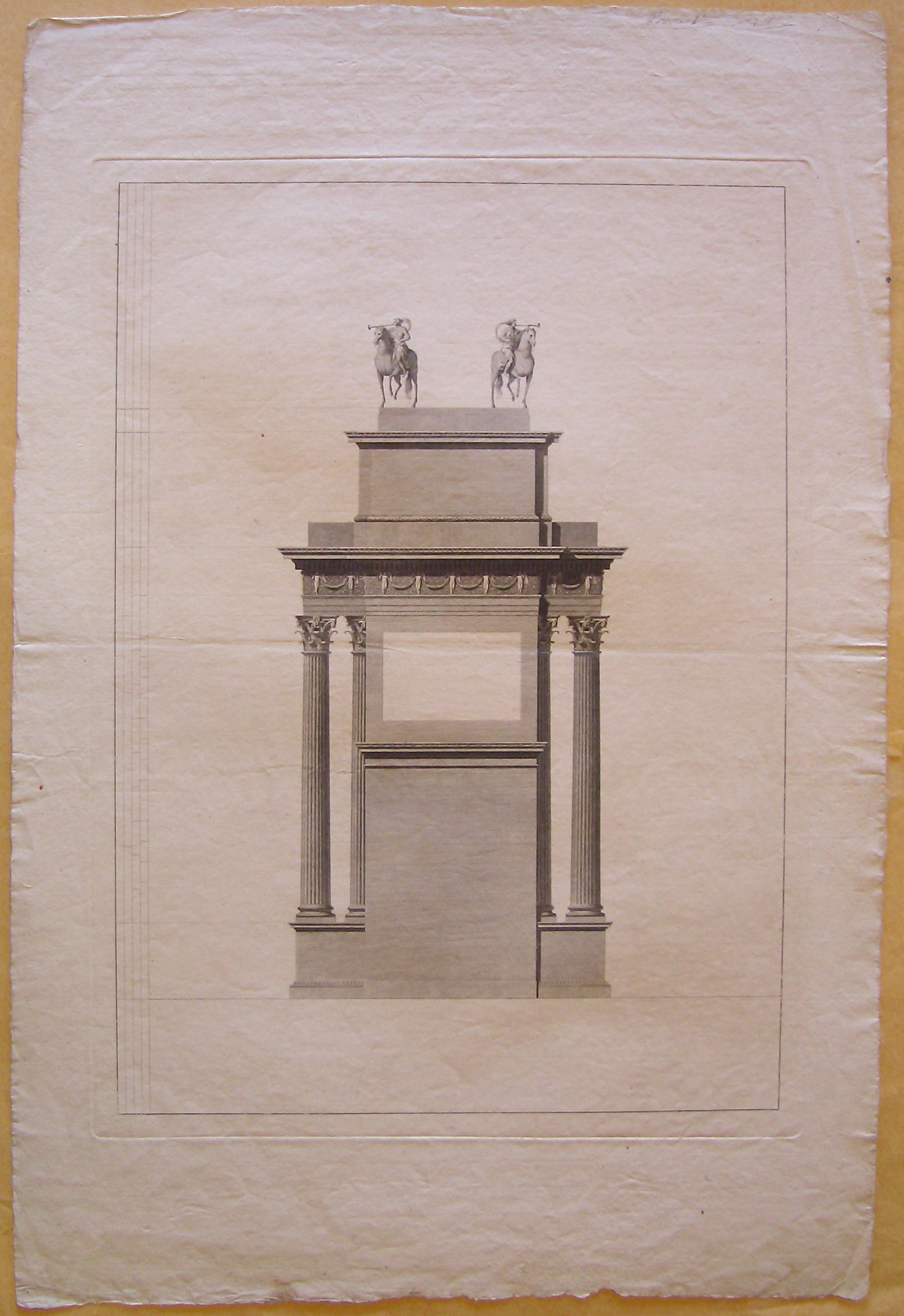 Milano. Progetto per l'Arco della Pace. Prospetto del fianco (stampa) di Cagnola Luigi (attribuito) (primo quarto sec. XIX)