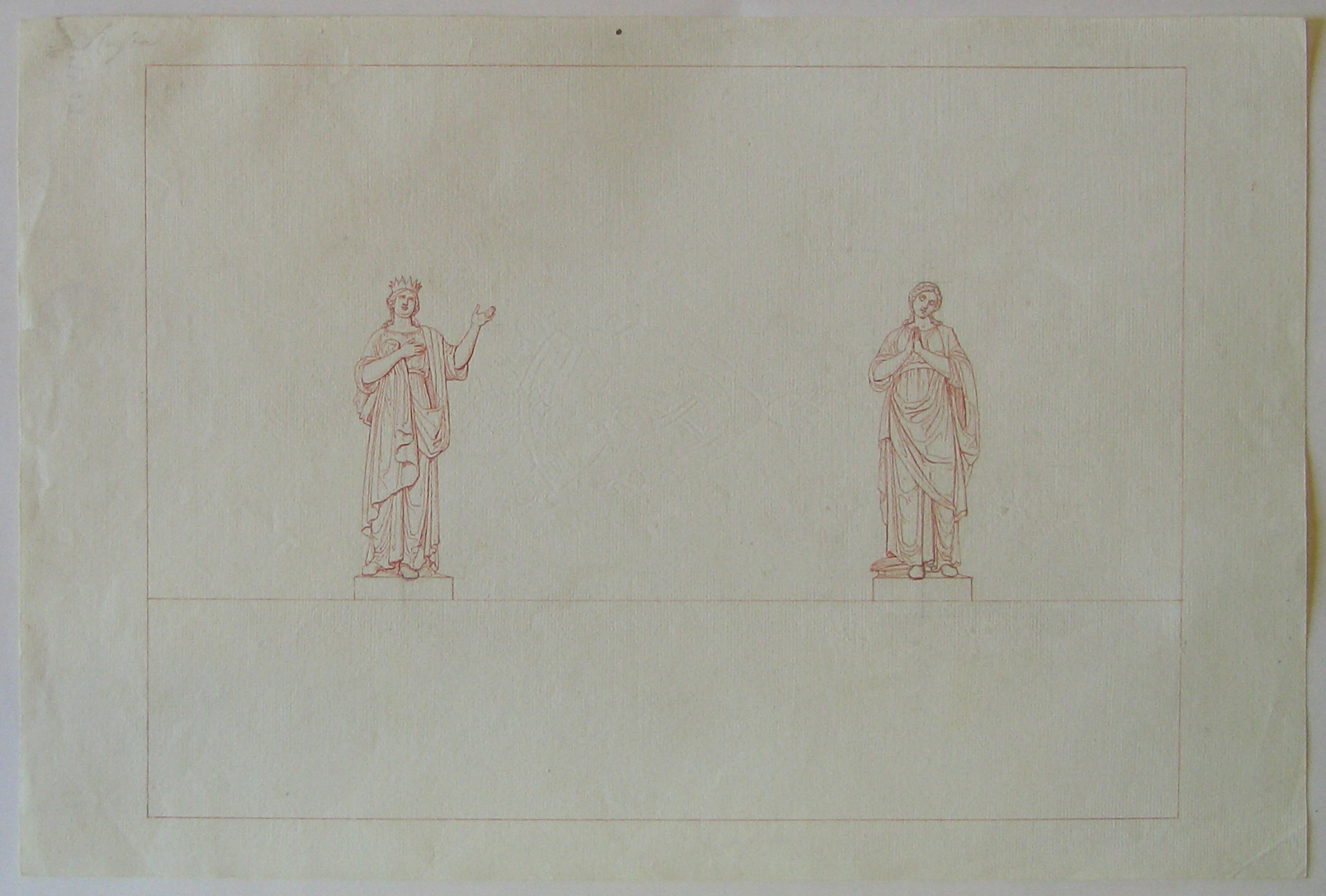 Progetto architettonico: studio per una torre campanaria a Urgnano. Statue (disegno architettonico) di Cagnola Luigi (sec. XIX)