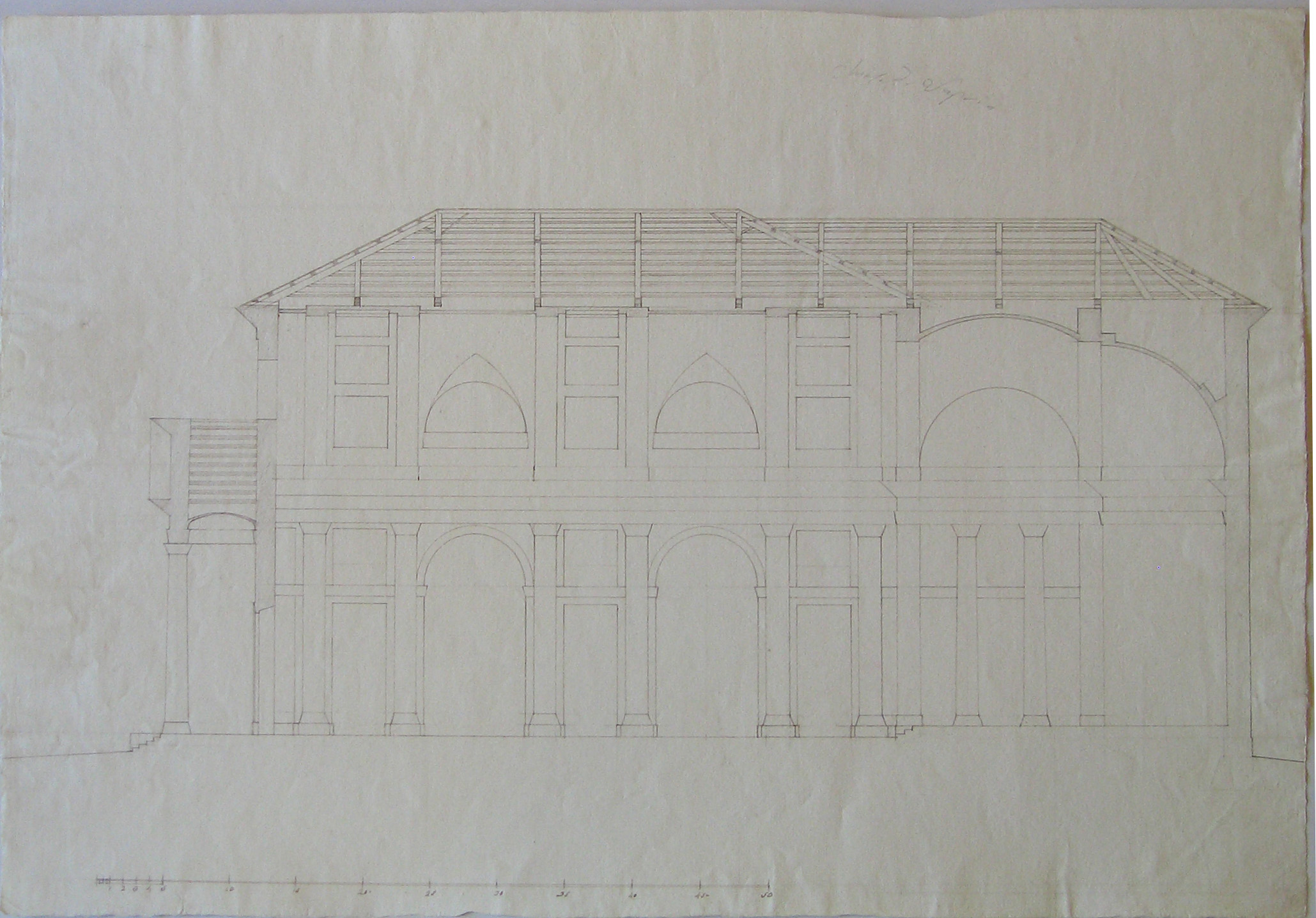 Progetto architettonico: chiesa di Vaprio. Sezione (disegno architettonico) di Cagnola Luigi (attribuito) (secc. XVIII/ XIX)
