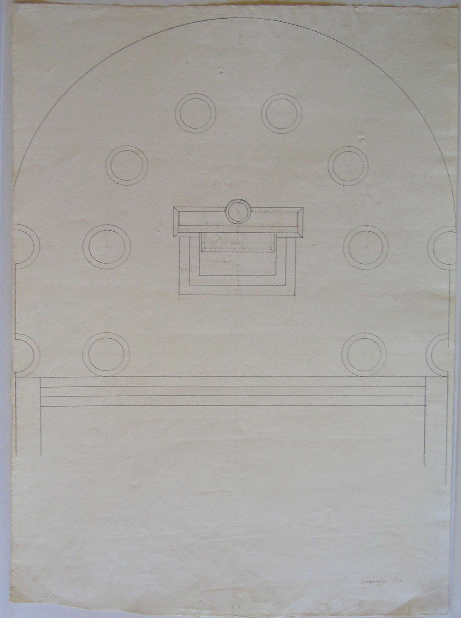 Concorezzo coro, Progetto architettonico: chiesa dei Santi Cosma e Damiano a Concorezzo. Pianta dell'altare maggiore (disegno architettonico) di Cagnola Luigi (sec. XIX)