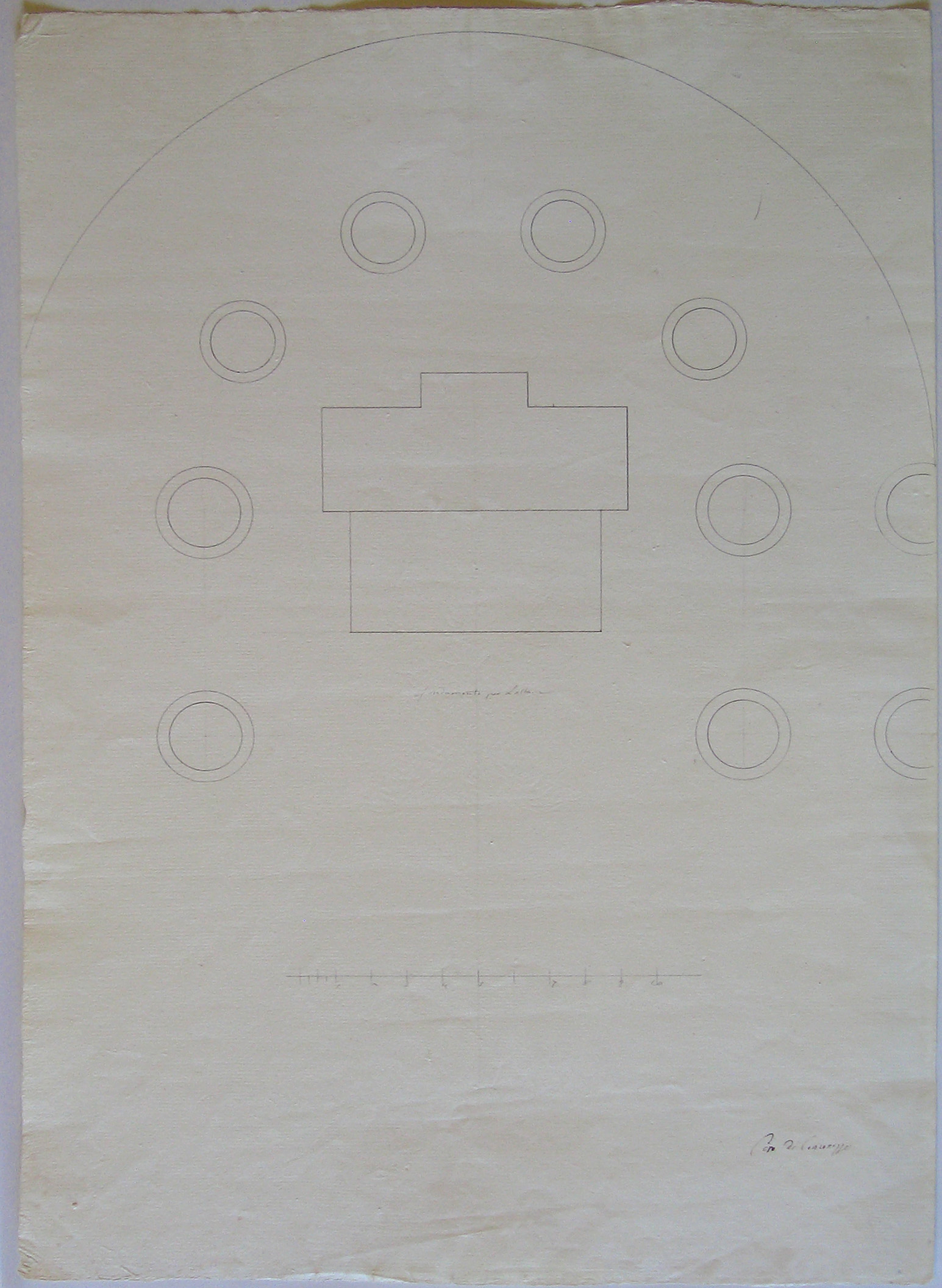 Coro di Concorezzo, Progetto architettonico: chiesa dei Santi Cosma e Damiano a Concorezzo. Pianta dell'altare maggiore (disegno architettonico) di Cagnola Luigi (sec. XIX)