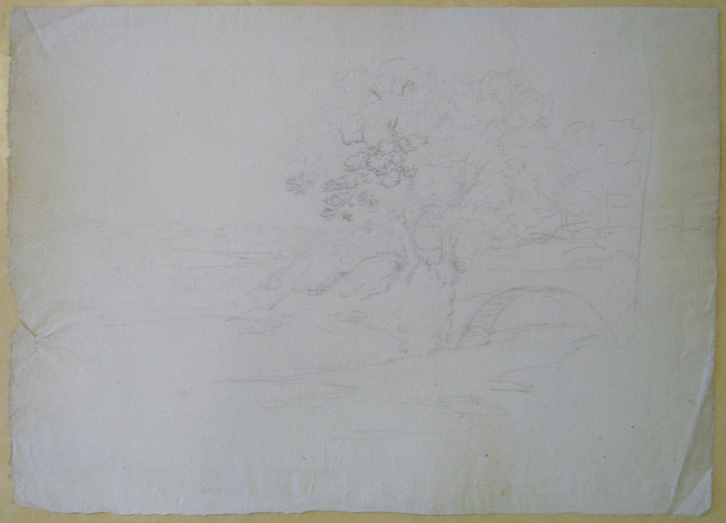 Veduta di paesaggio fluviale (disegno) di Nava Ambrogio (attribuito) (sec. XIX)