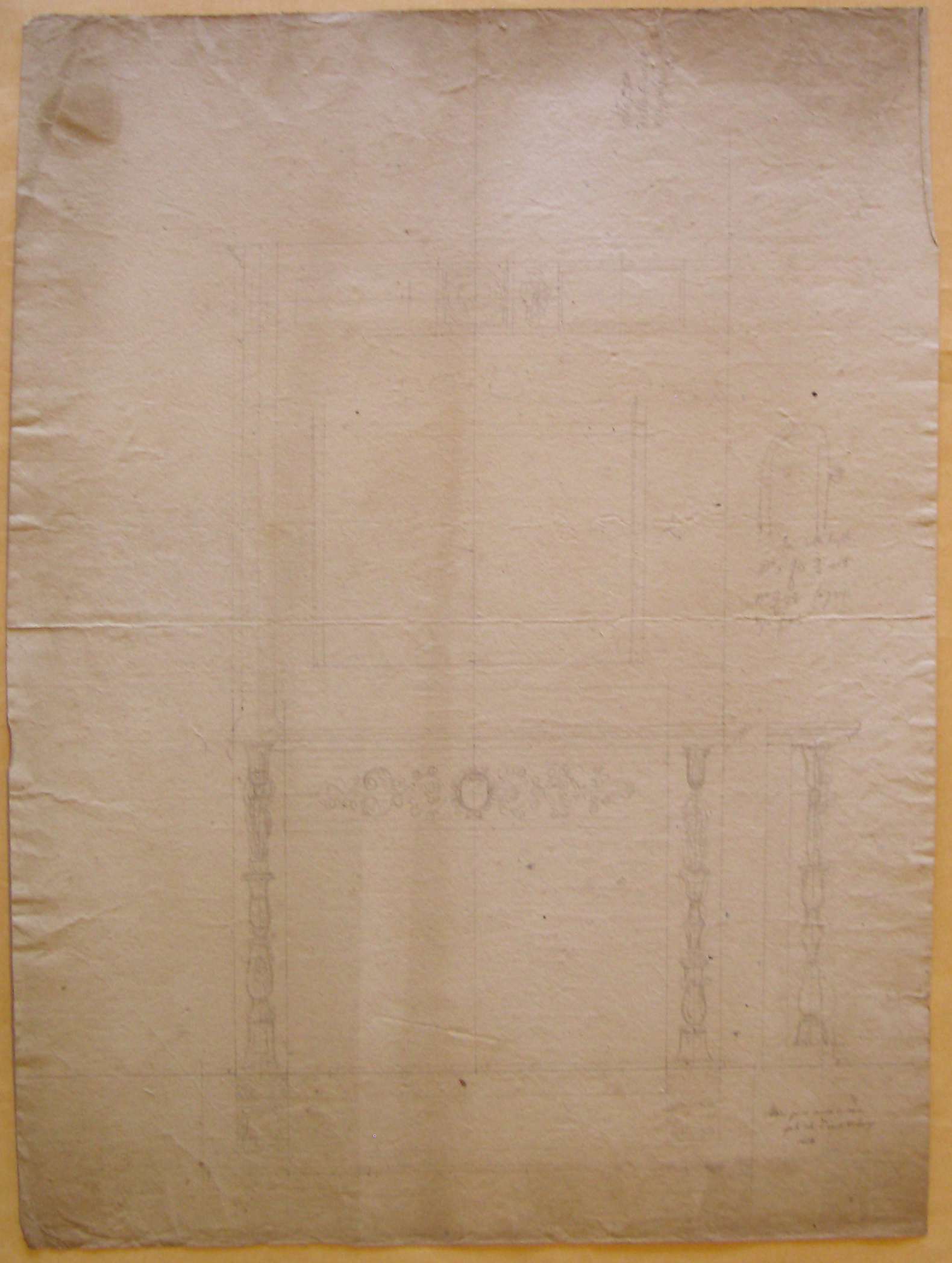Studii per un camino in marmo per la sala d'angolo di Lurago, Studio per un camino di un edificio a Lurago (disegno architettonico) di Nava Ambrogio (attribuito) (sec. XIX)