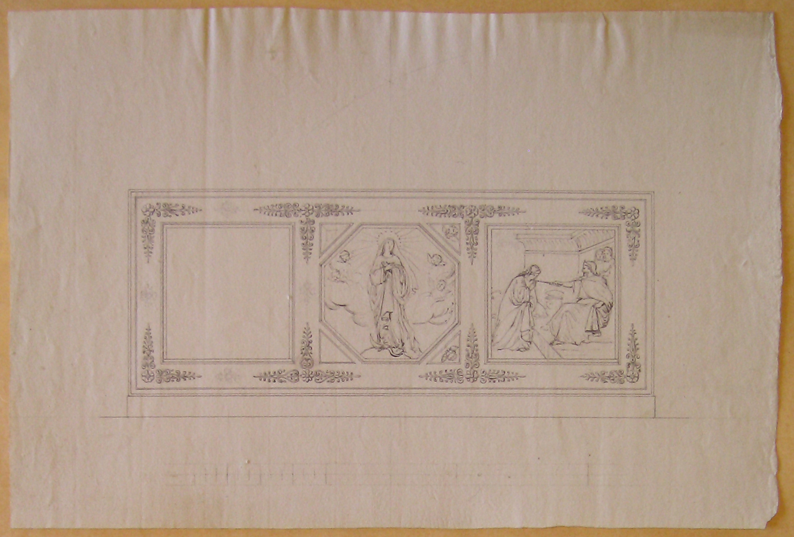 Studio per paliotto d'altare (disegno architettonico) di Nava Ambrogio (attribuito) (sec. XIX)