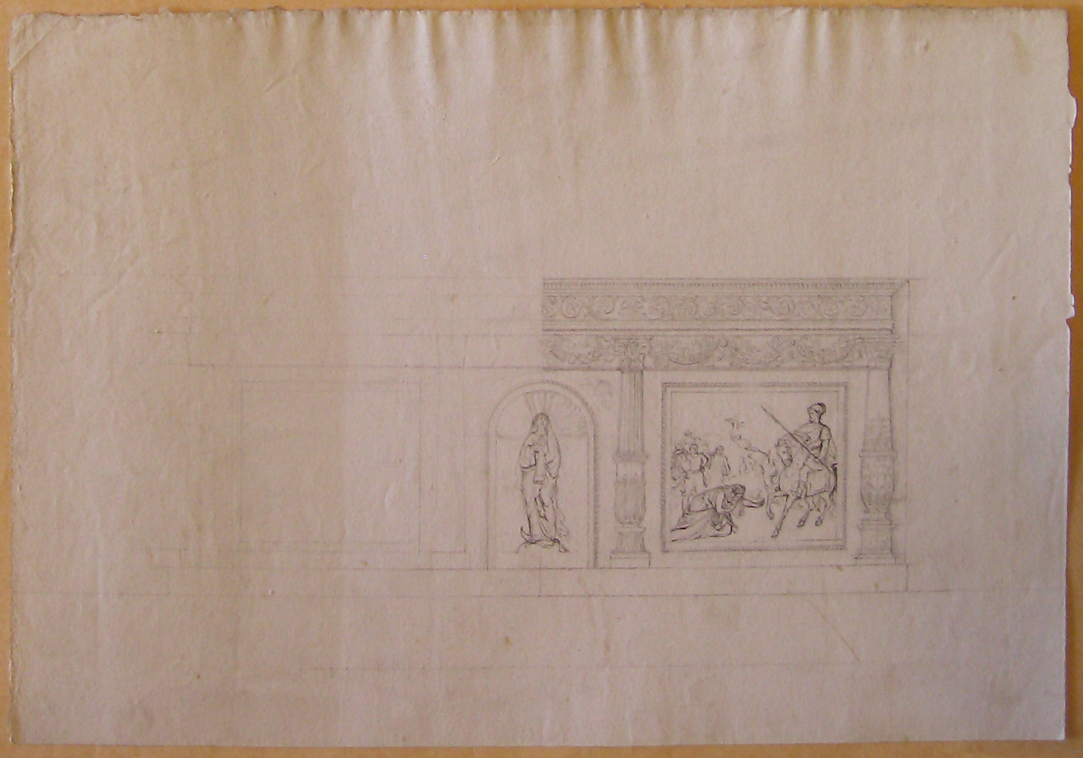 Studio per paliotto d'altare (disegno architettonico) di Nava Ambrogio (attribuito) (sec. XIX)