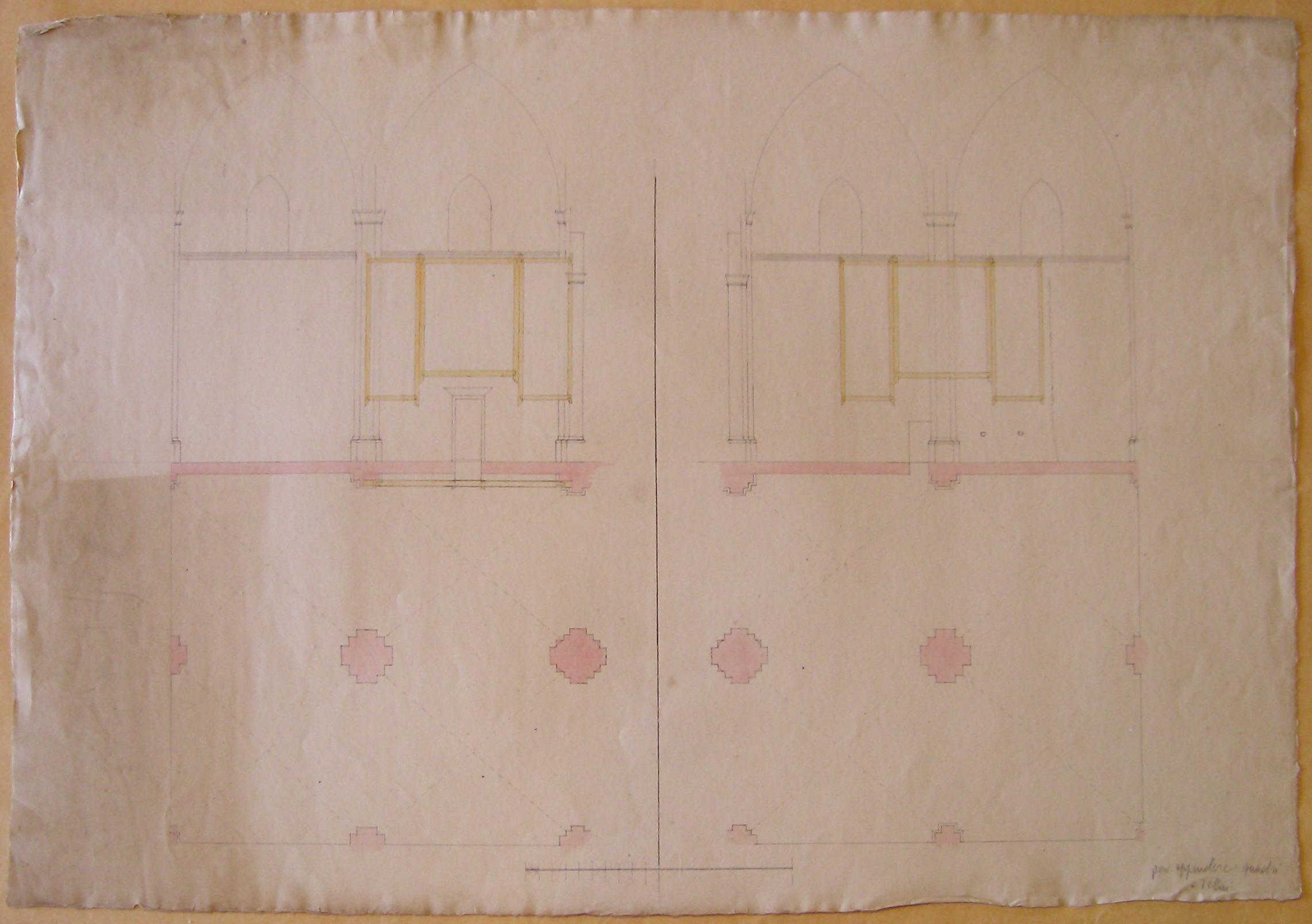 Progetto architettonico: studio di impalcature (?) (disegno architettonico) di Nava Ambrogio (attribuito) (sec. XIX)