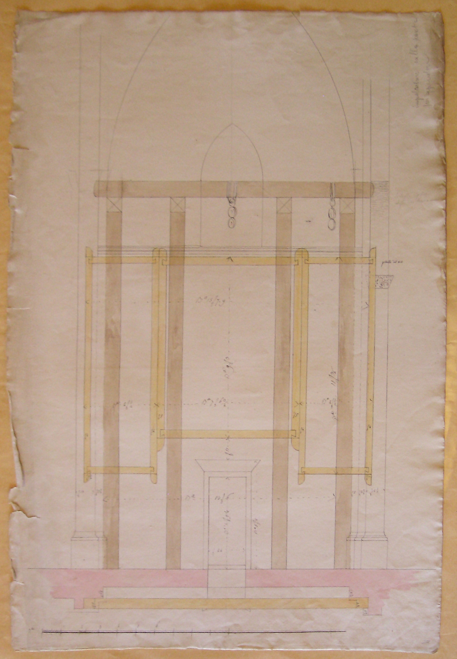 Progetto architettonico: studio di impalcature (?) (disegno architettonico) di Nava Ambrogio (attribuito) (sec. XIX)