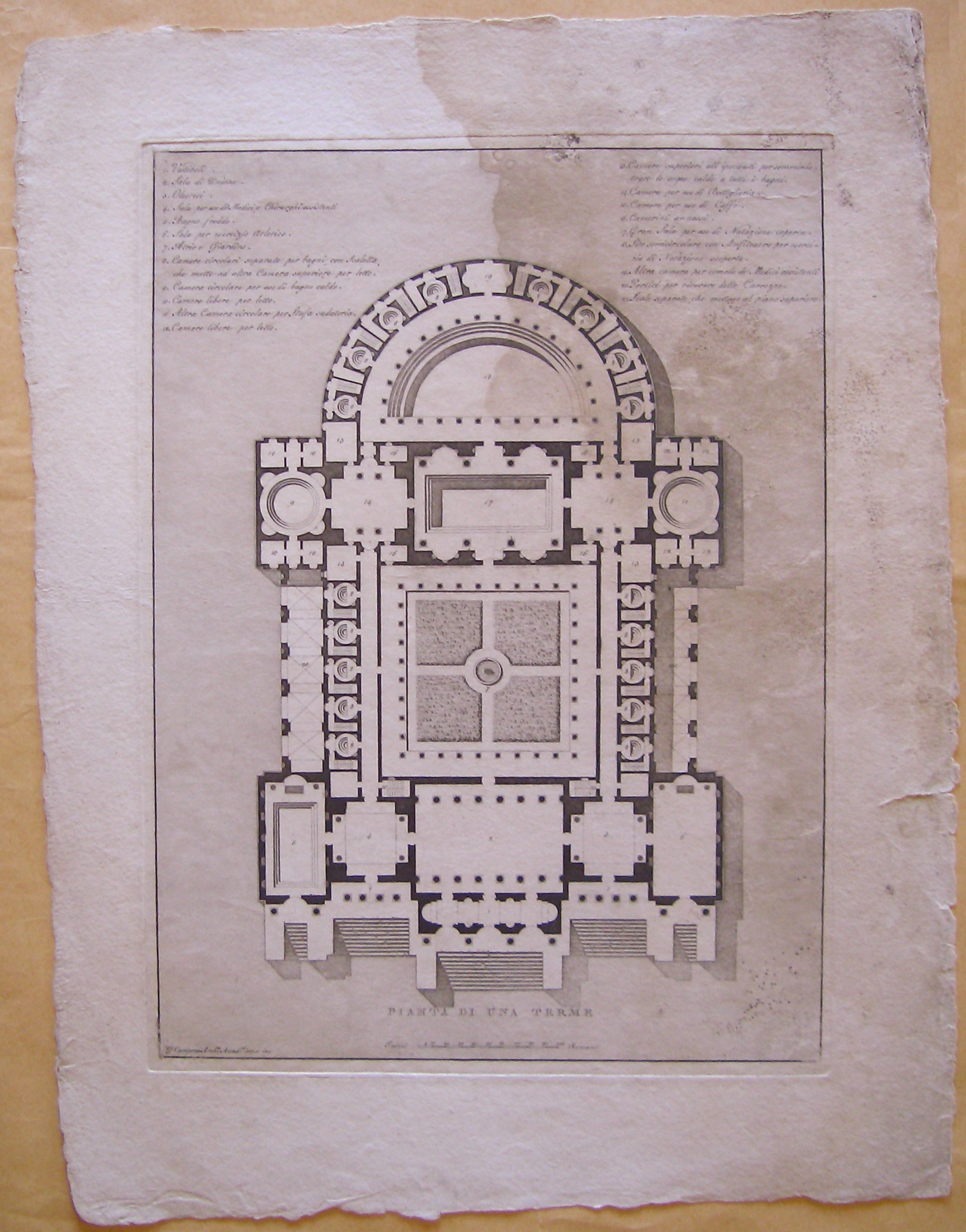 Pianta di una terme, Progetto architettonico: pianta di terme (stampa) di Camporesi Giuseppe (secc. XVIII/ XIX)
