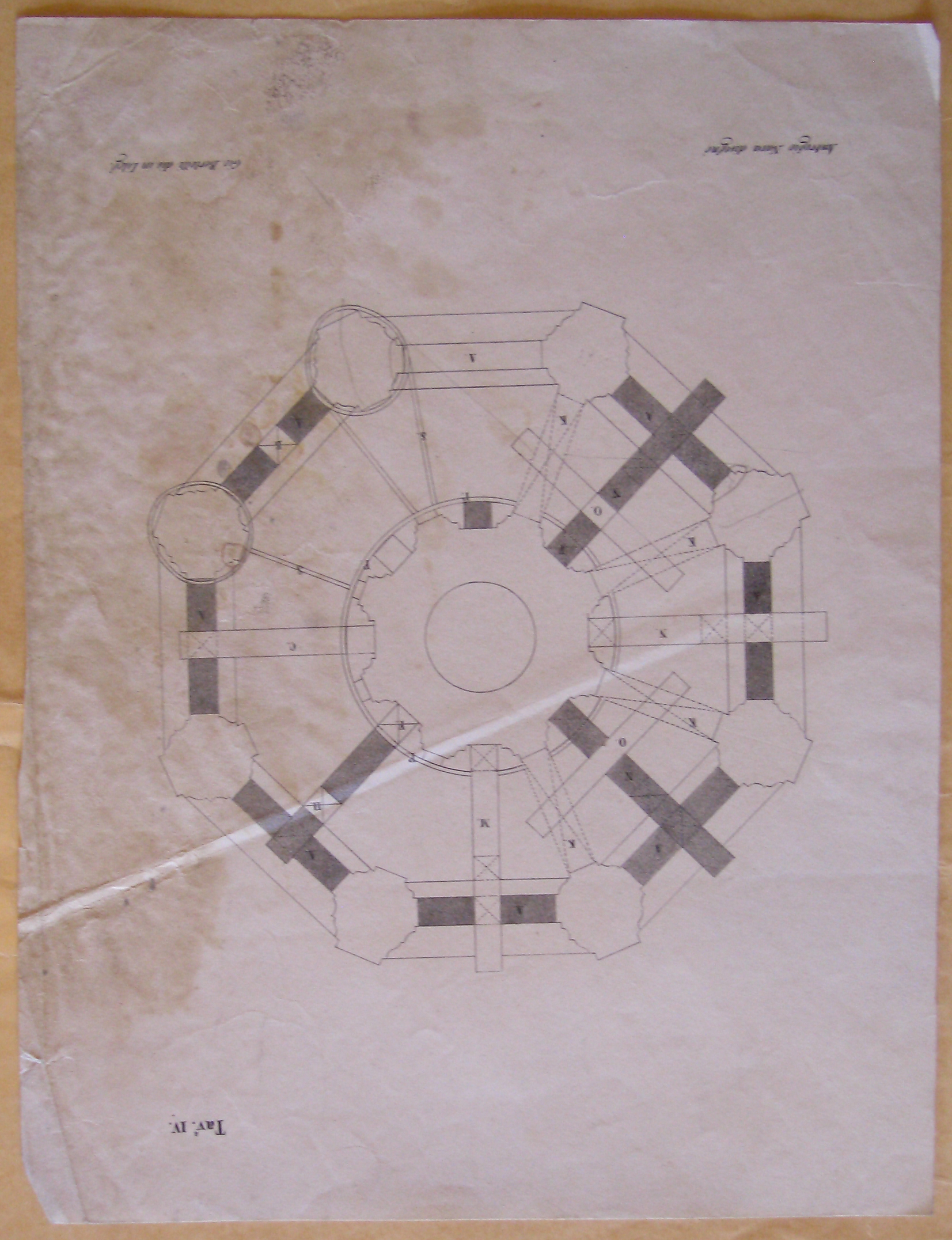 Progetto architettonico: pianta dell'armatura in legno provvisorio per la costituzione della guglia di Francesco Croce nel Duomo di Milano (stampa) di Nava Ambrogio, Bertotti Giovanni (sec. XIX)