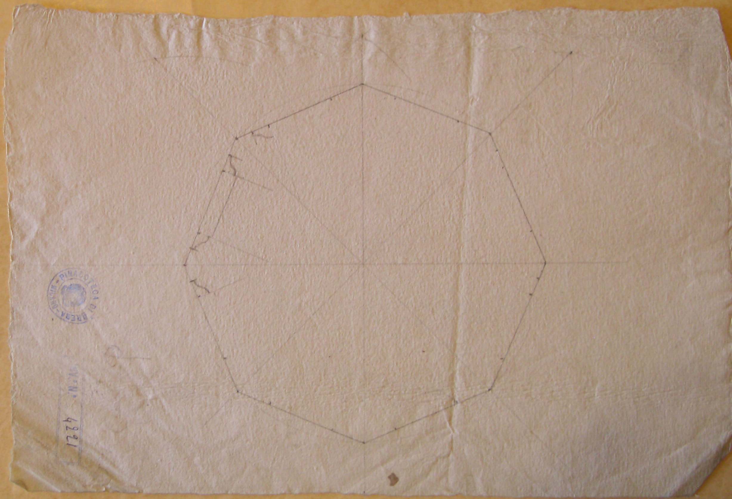 Pianta di edificio ottagonale (disegno architettonico, opera isolata) di Cagnola Luigi (attribuito) (fine/ inizio secc. XVIII-XIX)