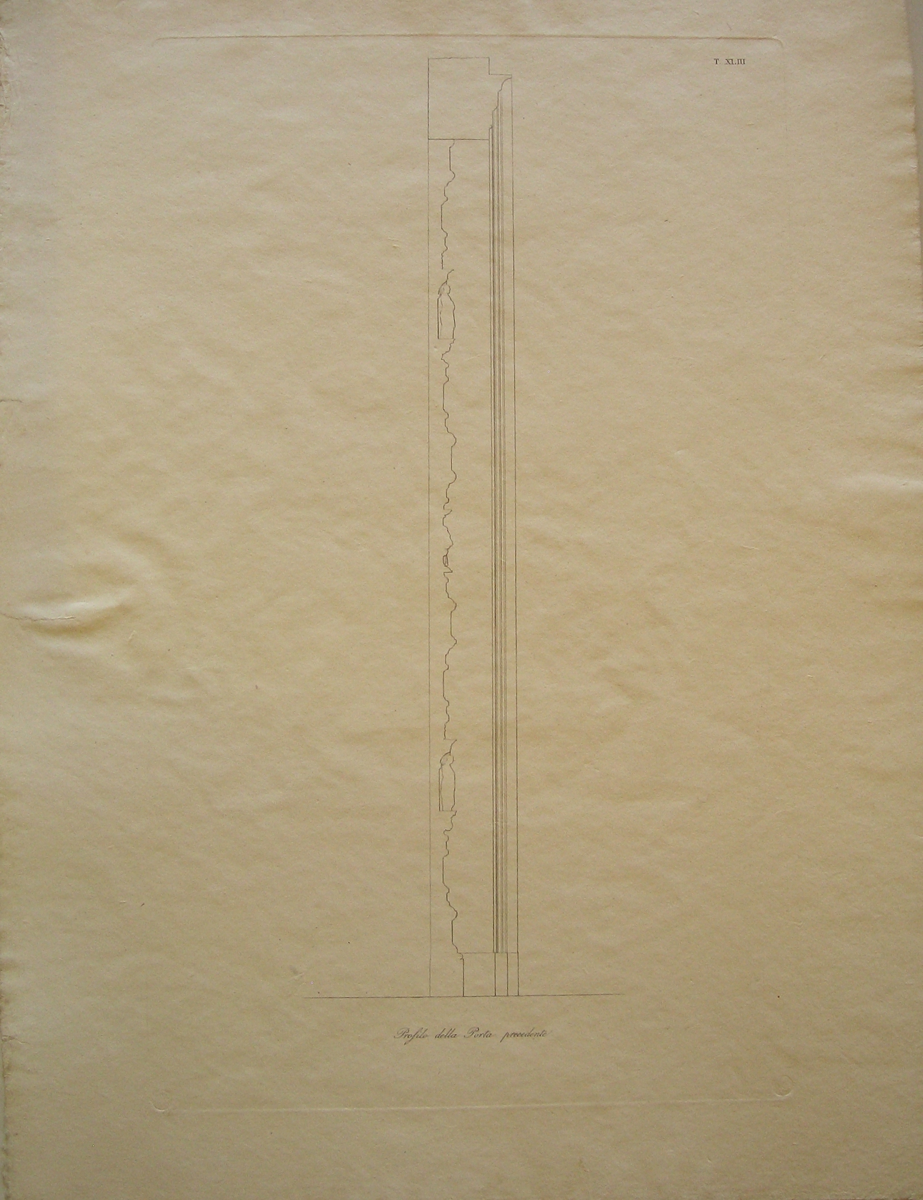 Profilo della porta precedente, Prospetto di porta per una cattedrale (stampa) di Fratelli Bramati Giuseppe e Luigi (attribuito), Francesco Moja (attribuito) (prima metà sec. XIX)