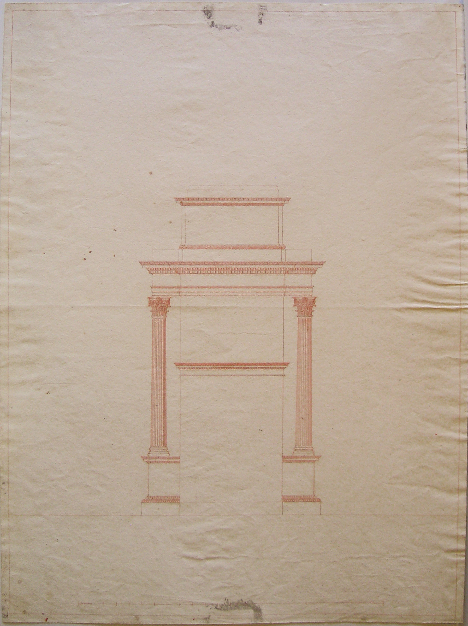 Progetto per l'arco provvisorio ai Giardini Pubblici (Milano): prospetto del fianco (disegno architettonico, opera isolata) di Cagnola Luigi (sec. XIX)