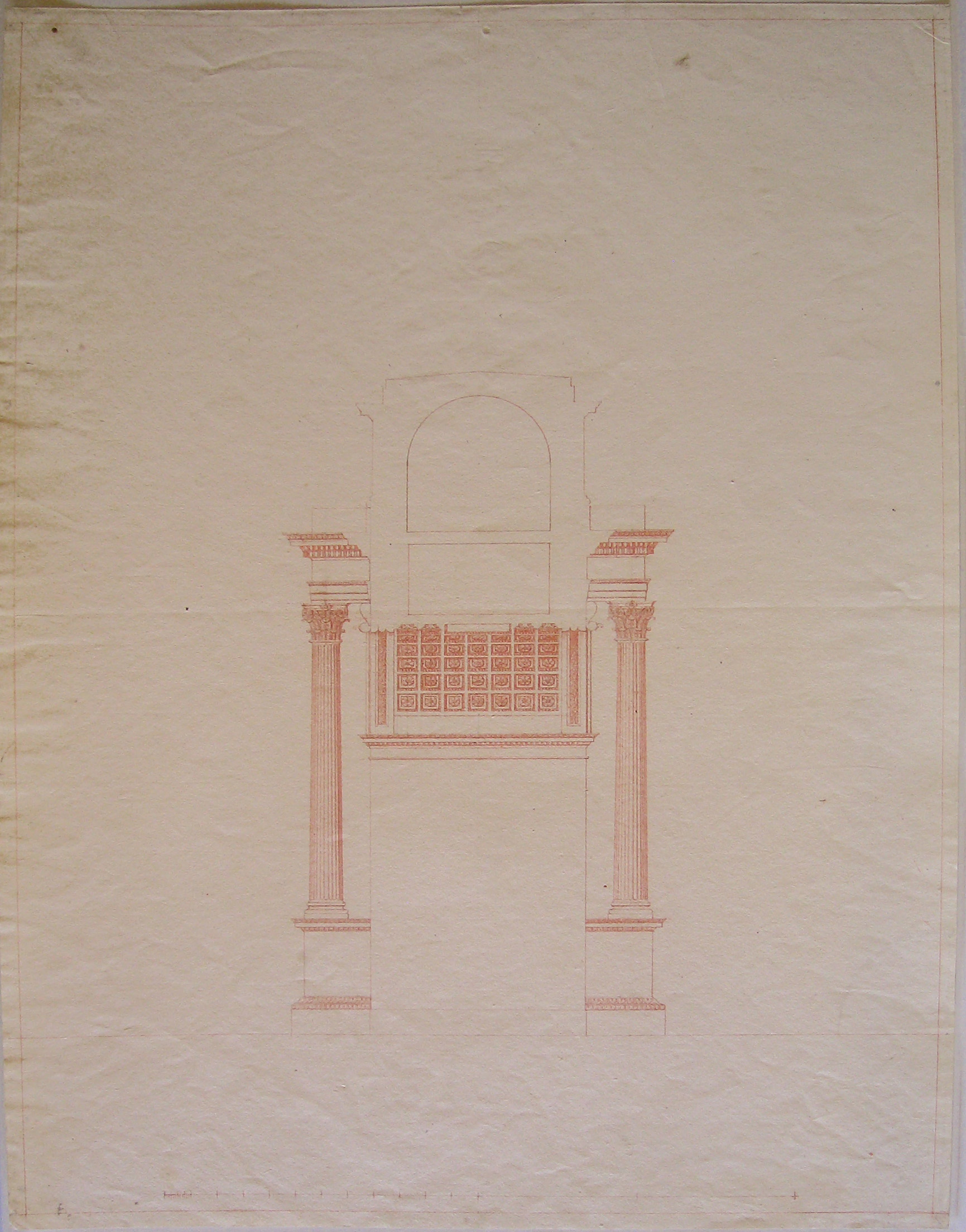 Progetto per l'arco provvisorio ai Giardini Pubblici (Milano): sezione trasversale (disegno architettonico, opera isolata) di Cagnola Luigi (sec. XIX)