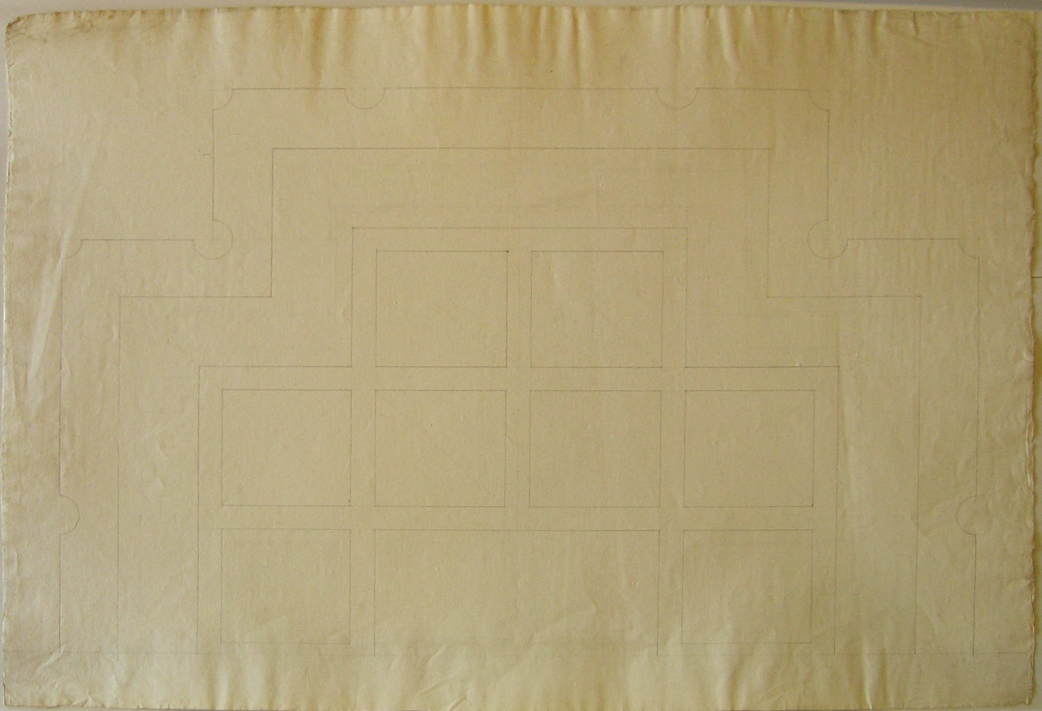 Studi diversi della Sala nel Palazzo della Nobile Società eseguiti l'anno 1816, Progetto per il Casino dei Nobili (Milano): pianta di una testata del soffitto del salone (disegno architettonico, opera isolata) di Cagnola Luigi (sec. XIX)