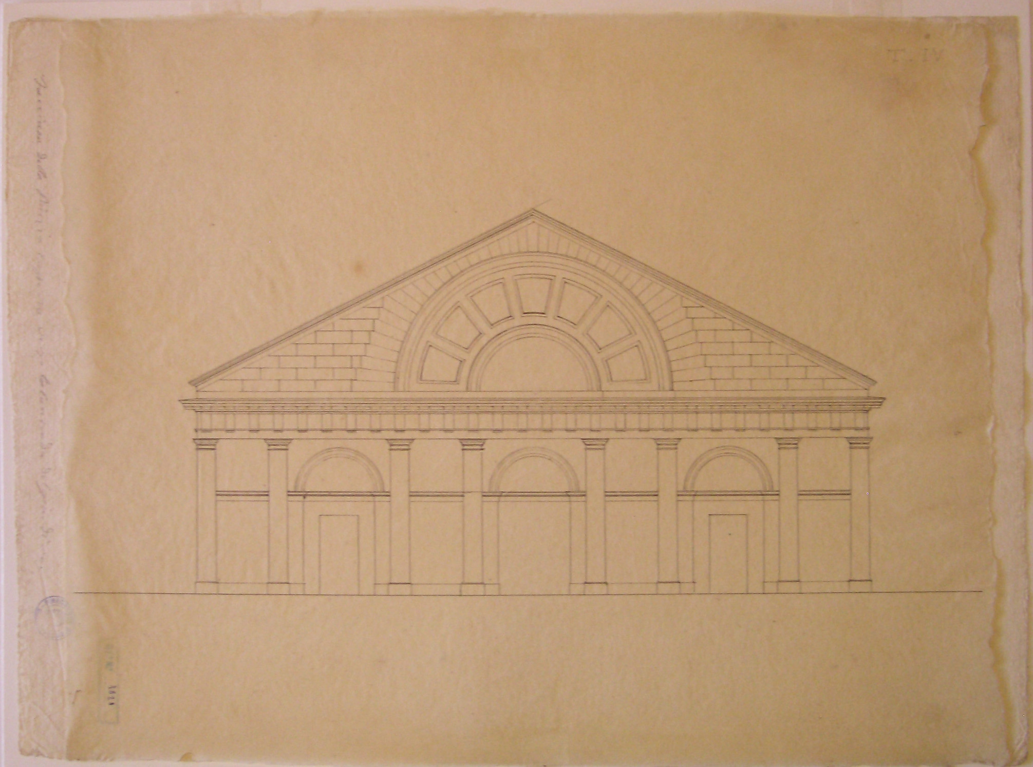 Progetto per la Corsia del Giardino (Milano): prospetto dell'ingresso della piazza coperta (disegno architettonico, opera isolata) di Cagnola Luigi (sec. XIX)