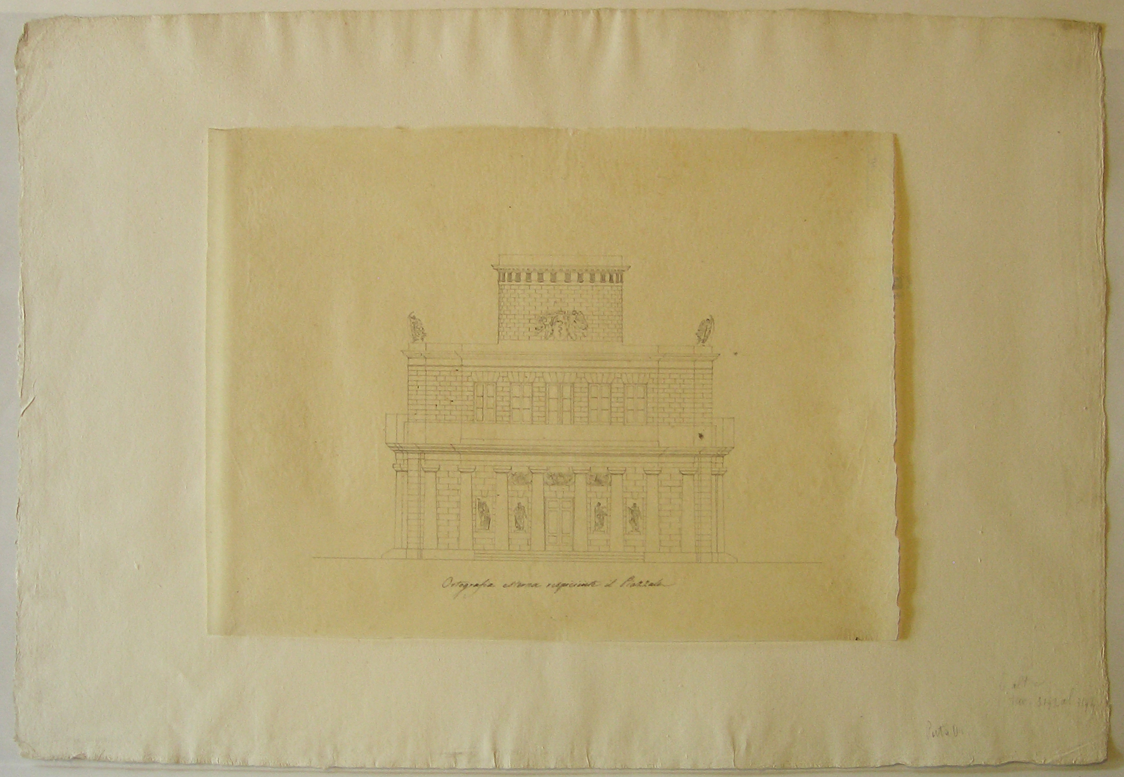 Progetto per i caselli daziari a Porta Orientale (Milano): ortografia esterna (disegno architettonico, opera isolata) di Cagnola Luigi (sec. XIX)