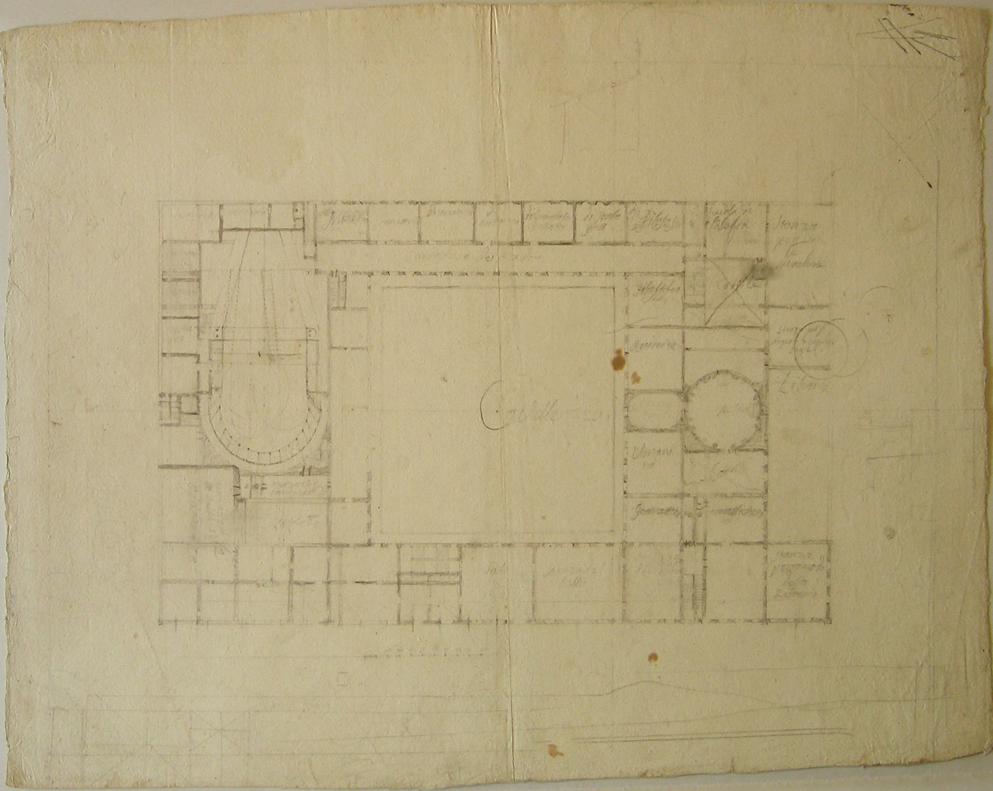 Progetto per collegio: pianta del piano nobile (disegno architettonico, opera isolata) di Cagnola Luigi (sec. XVIII)