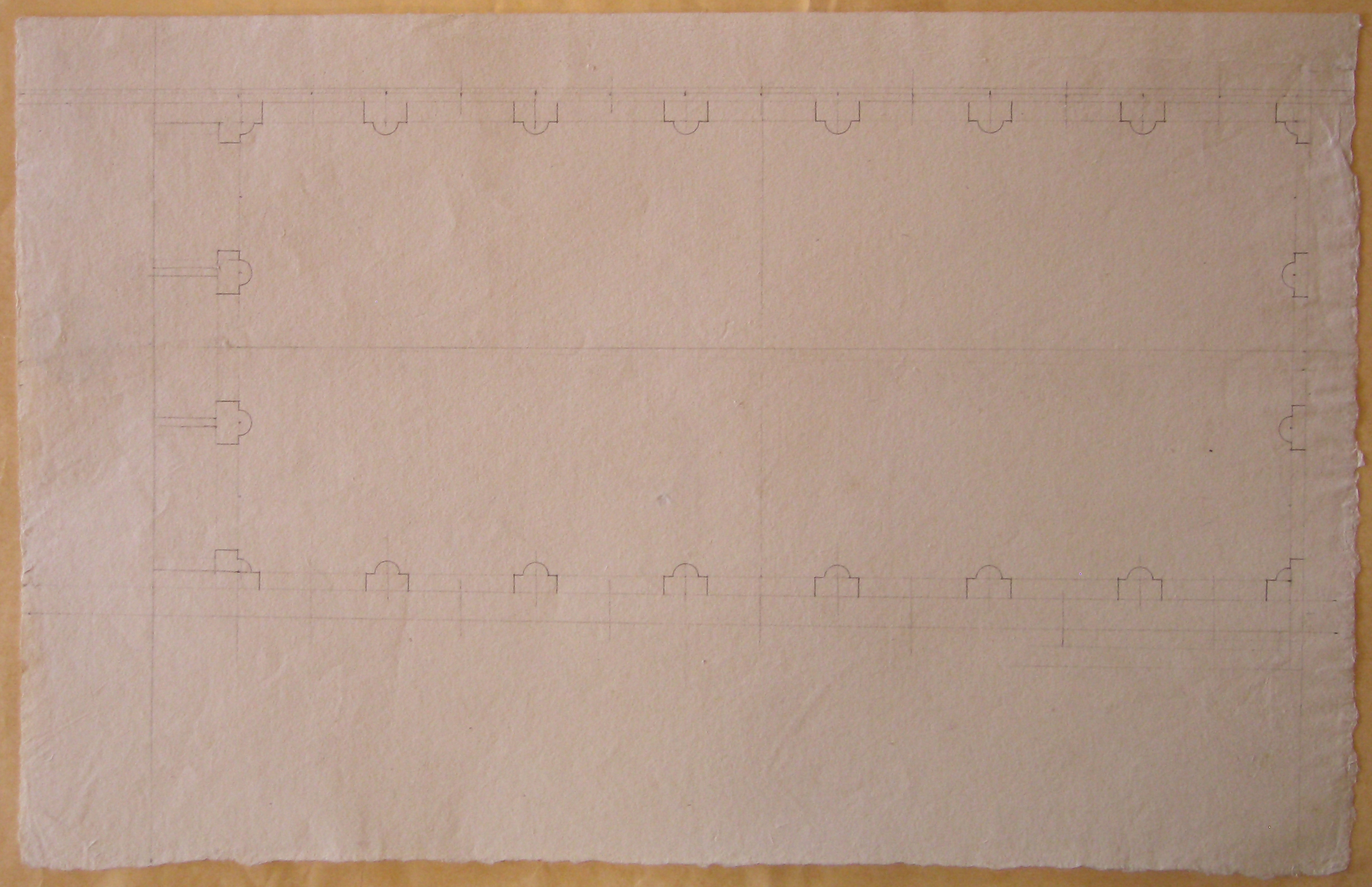 Progetto per il Palazzo Imperiale (Vienna): pianta di salone con mezze colonne (disegno architettonico, opera isolata) di Cagnola Luigi (attribuito) (sec. XIX)