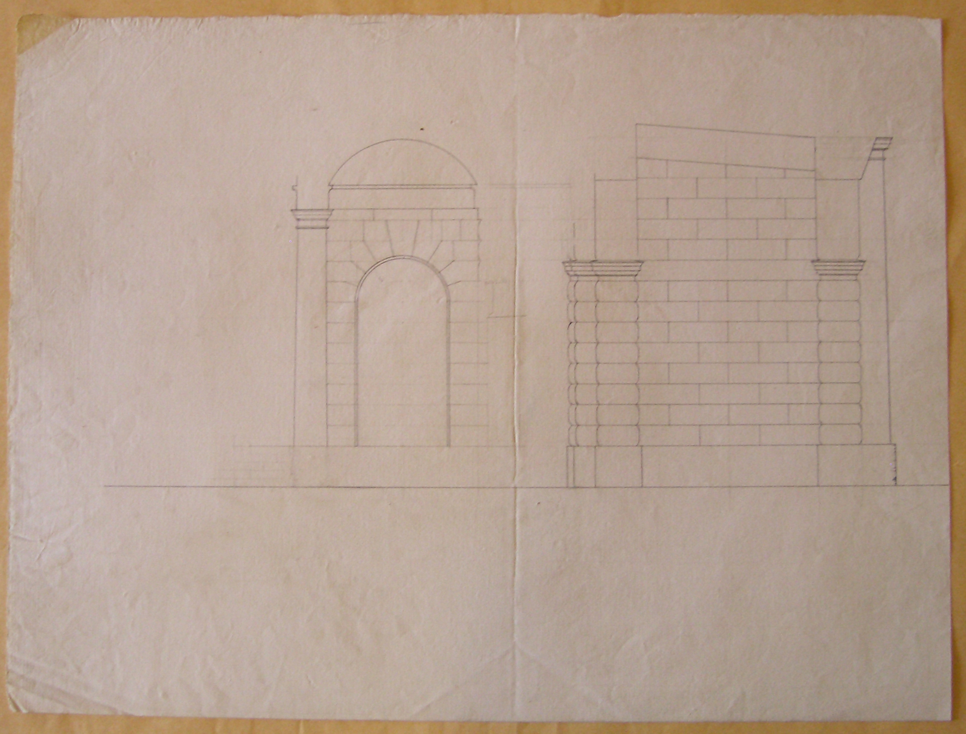 Progetto per il Burgthor (vienna): sezione trasversale (disegno architettonico, opera isolata) di Cagnola Luigi (attribuito) (sec. XIX)