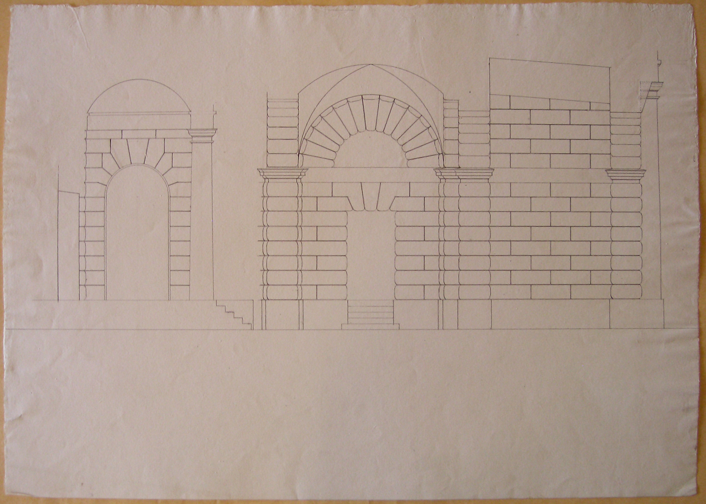 Progetto per il Burgthor (Vienna): sezione trasversale (disegno architettonico, opera isolata) di Cagnola Luigi (attribuito) (sec. XIX)