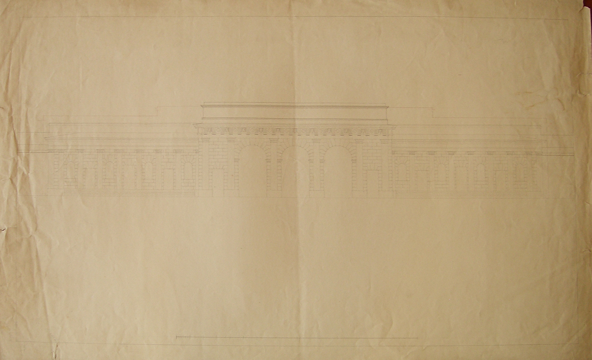 Progetto per il Burgthor (Vienna): prospetto della facciata verso l'Hofburg (disegno architettonico, opera isolata) di Cagnola Luigi (sec. XIX)