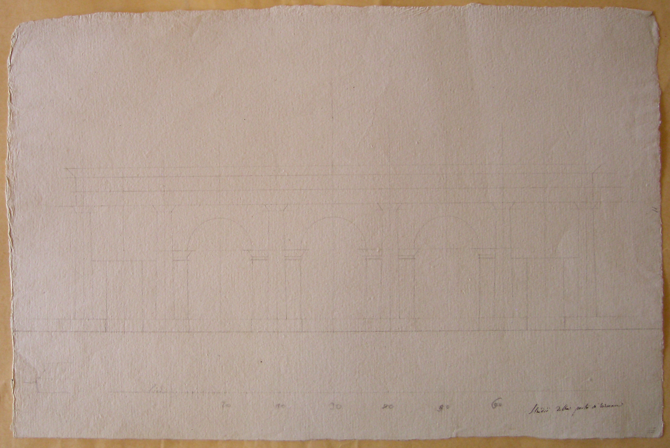 Progetto per il Burgthor (Vienna): studio per il prospetto della facciata verso l'Hofburg (disegno architettonico, opera isolata) di Cagnola Luigi (sec. XIX)