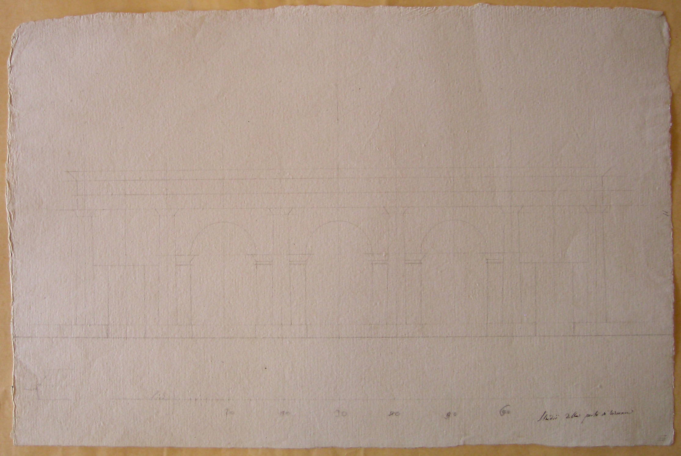 Progetto per il Burgthor (Vienna): studio per il prospetto della facciata verso l'Hofburg (disegno architettonico, opera isolata) di Cagnola Luigi (sec. XIX)