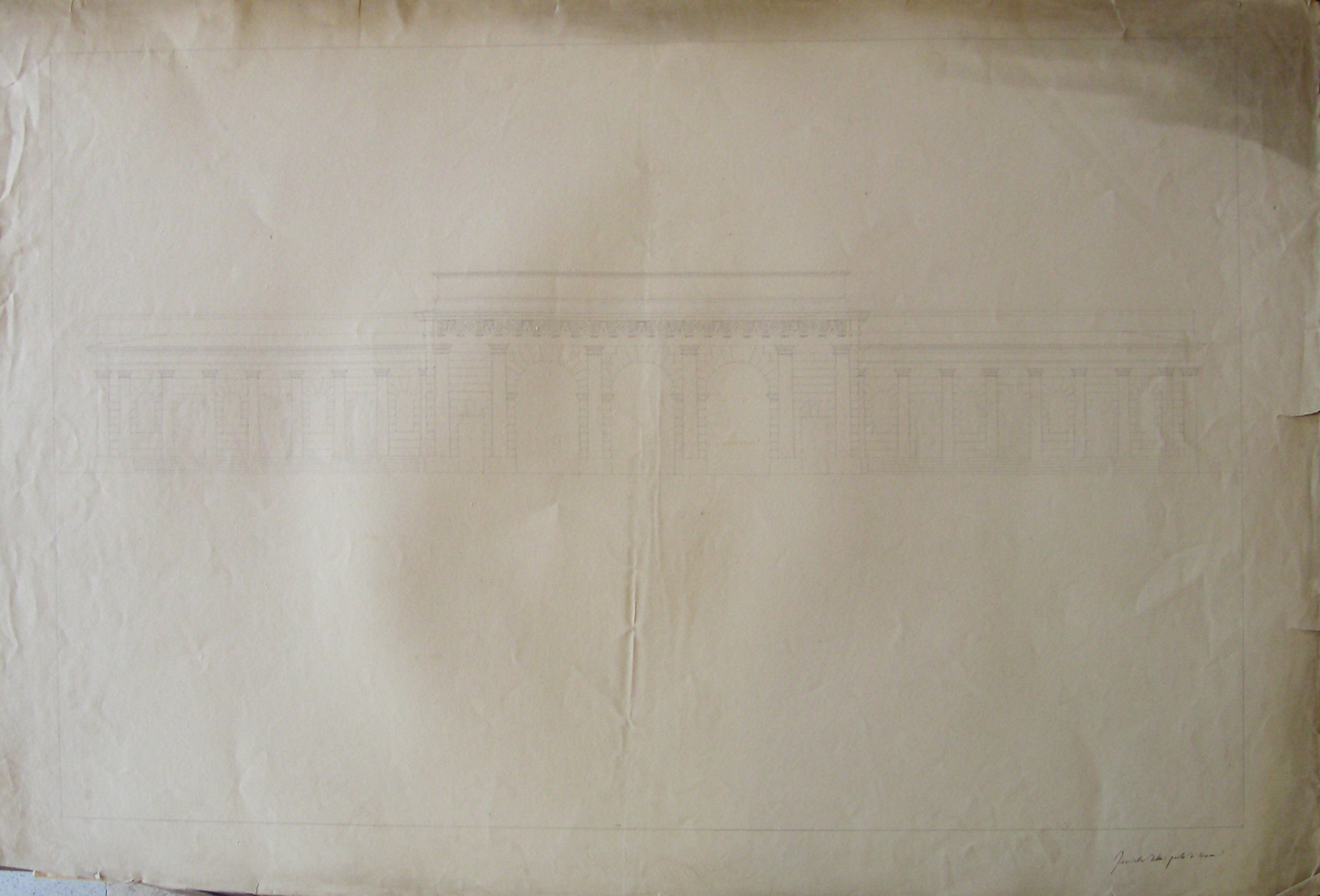 Progetto per il Burgthor (Vienna): prospetto della facciata verso l'Hofburg (disegno architettonico, opera isolata) di Cagnola Luigi (sec. XIX)