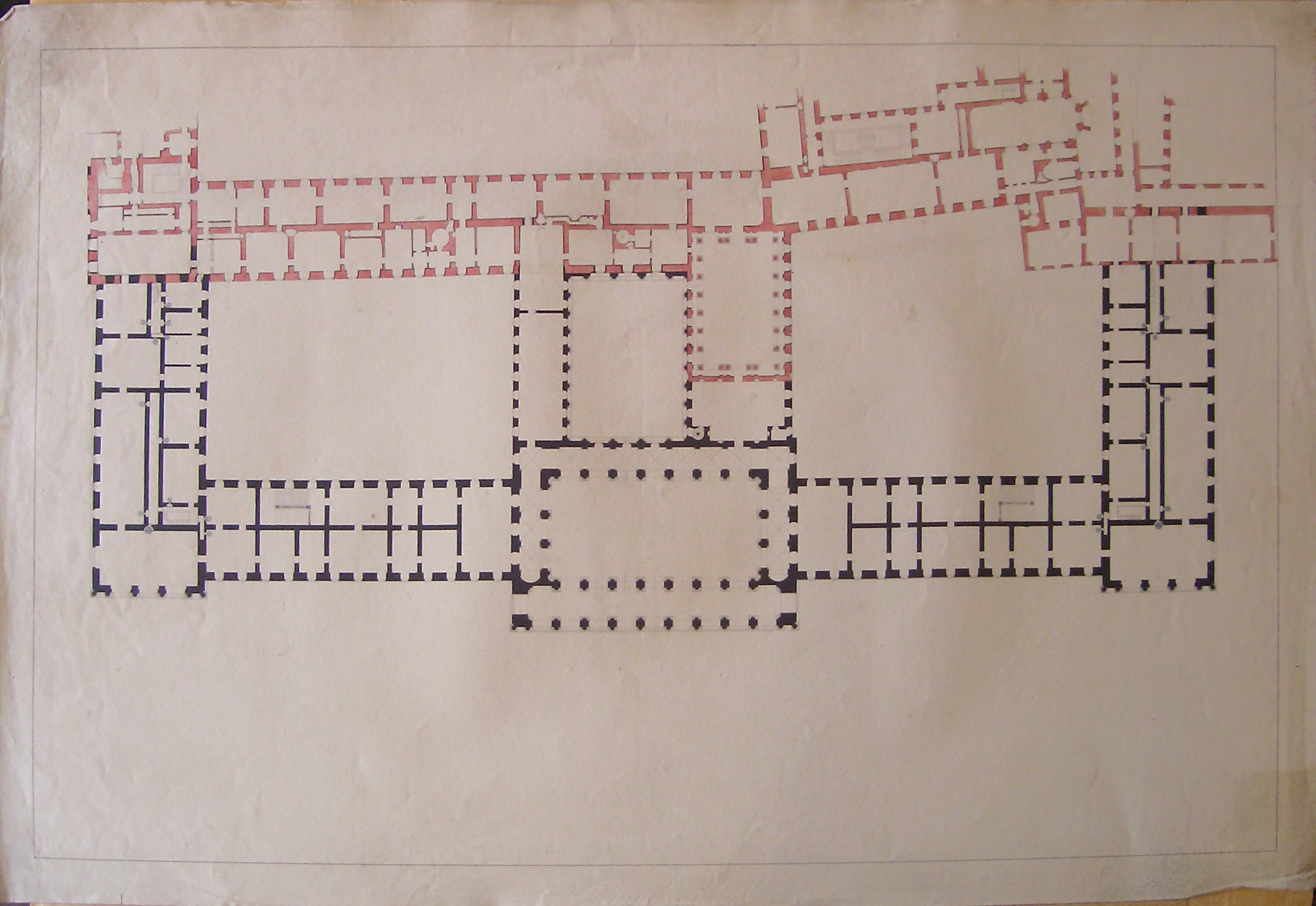 Progetto per l'ampliamento del Palazzo Imperiale (Vienna): pianta del piano nobile (seconda variante) (disegno architettonico, opera isolata) di Cagnola Luigi (sec. XIX)