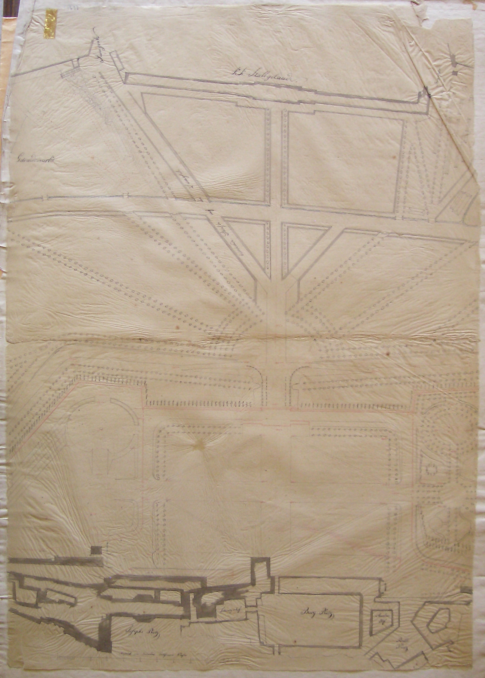 Progetto per il Burgthor (Vienna): planimetria del quartiere antistante (disegno architettonico, opera isolata) - ambito austriaco (sec. XIX)