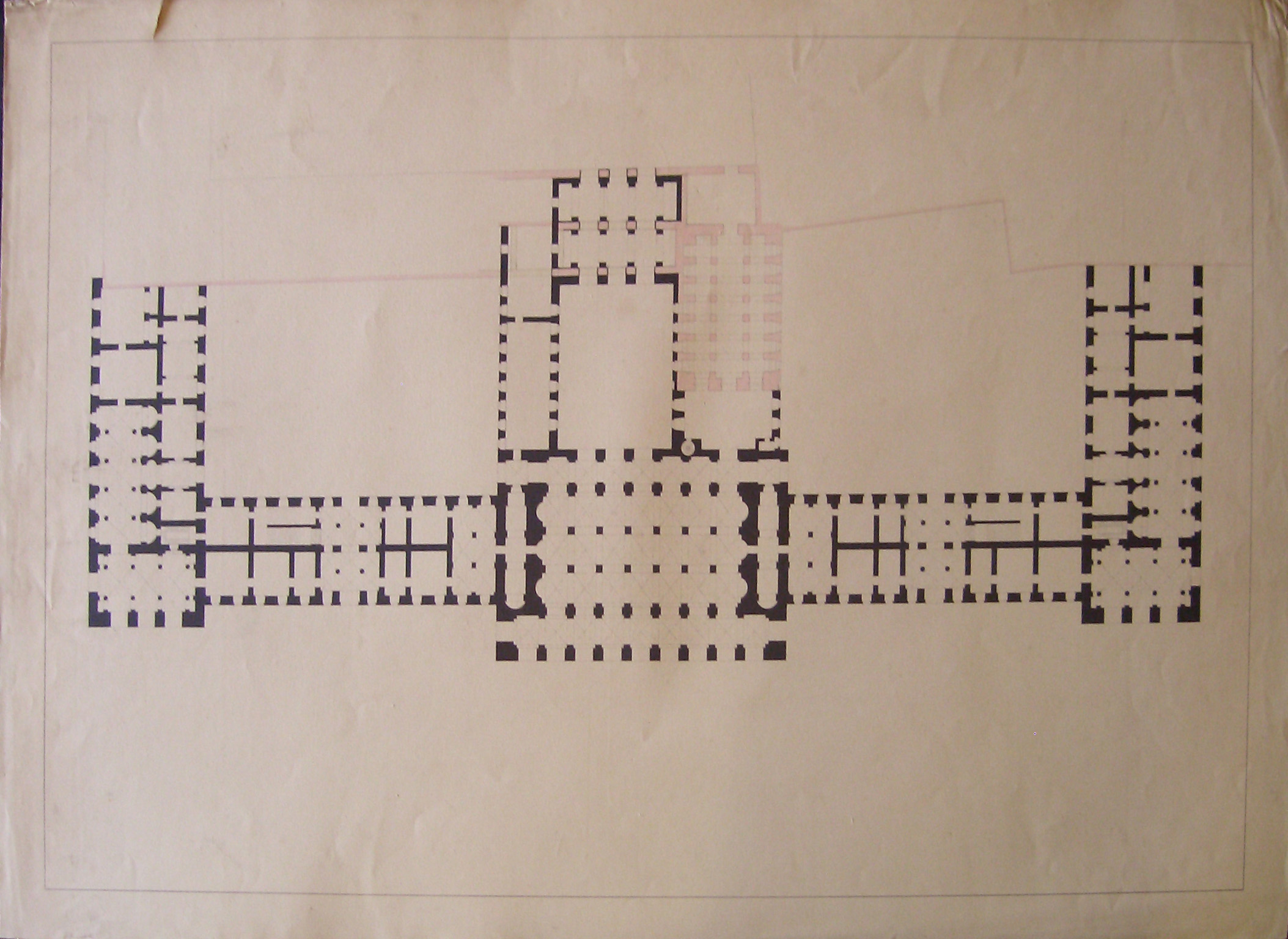 Progetto per l'ampliamento del Palazzo Imperiale (Vienna): piano terra (seconda variante) (disegno architettonico, opera isolata) di Cagnola Luigi (sec. XIX)