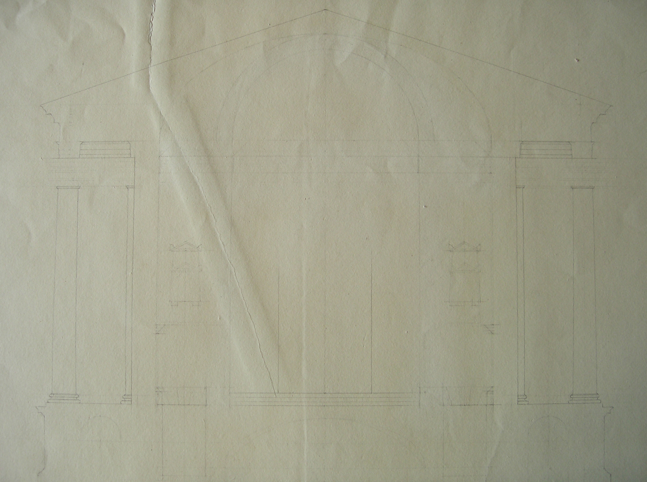 Fronte di edificio a due ordini (disegno architettonico, opera isolata) - ambito italiano (fine/ inizio secc. XVIII/XIX)