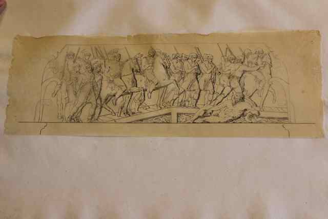 Progetto per l'Arco della Pace (Milano): il Passaggio del Reno (disegno, opera isolata) di Cagnola Luigi (sec. XIX)