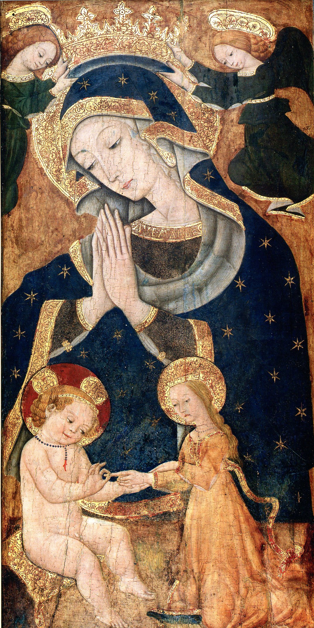 Madonna incoronata da due angeli e sposalizio mistico di Santa Caterina (dipinto, opera isolata) di Matteo da Campli - ambito abruzzese (seconda metà sec. XV)
