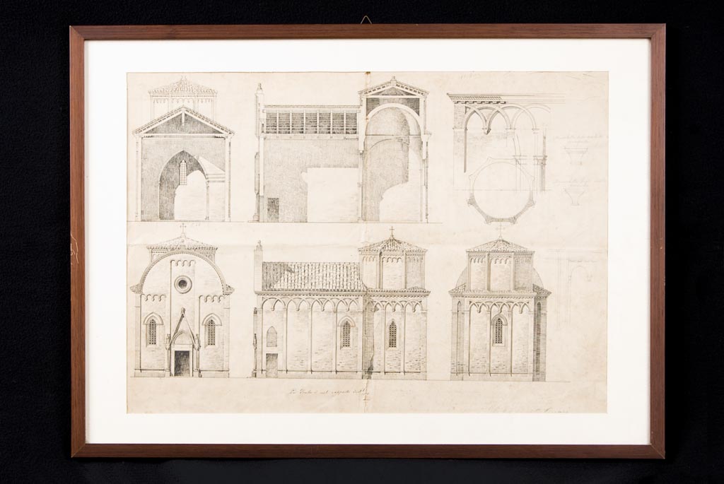 Prospetti e sezioni della Chiesa dei Santi Pietro e Paolo in Chioggia (disegno architettonico, opera isolata) di Naccari Aristide (ultimo quarto sec. XIX)