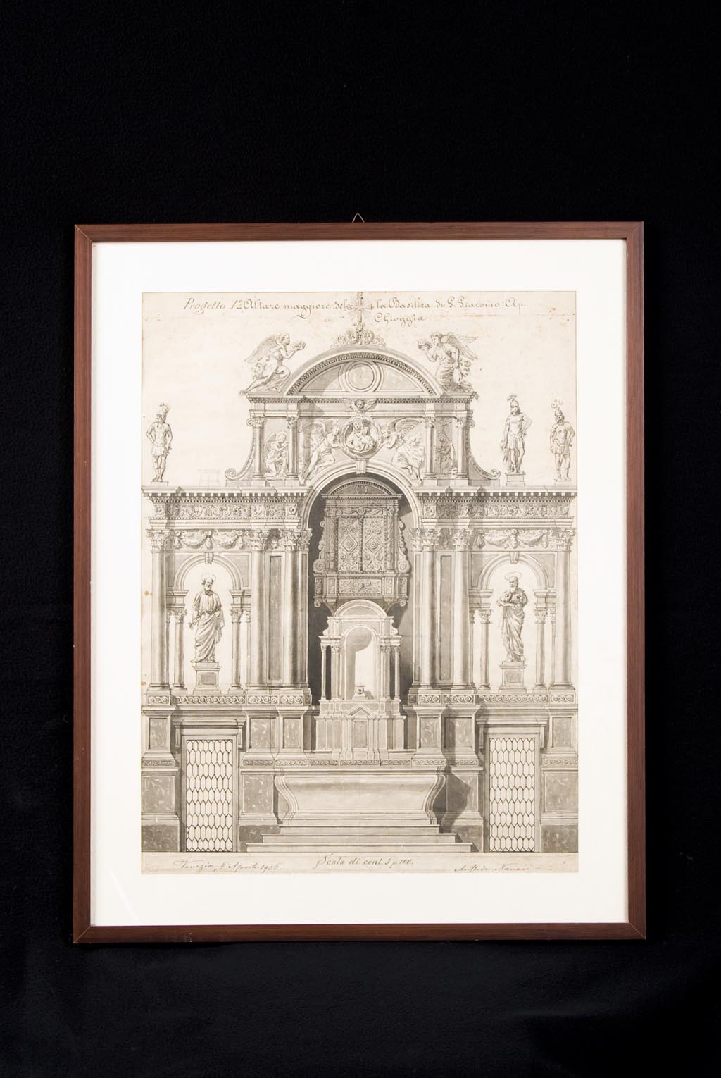 Altare maggiore della Basilica di San Giacomo Apostolo in Chioggia (disegno architettonico, opera isolata) di Naccari Aristide (inizio sec. XX)
