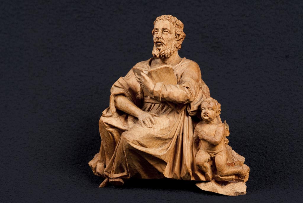 San Matteo evangelista (scultura, elemento d'insieme) di Vianelli Giuseppe Maria (meta' sec. XIX)